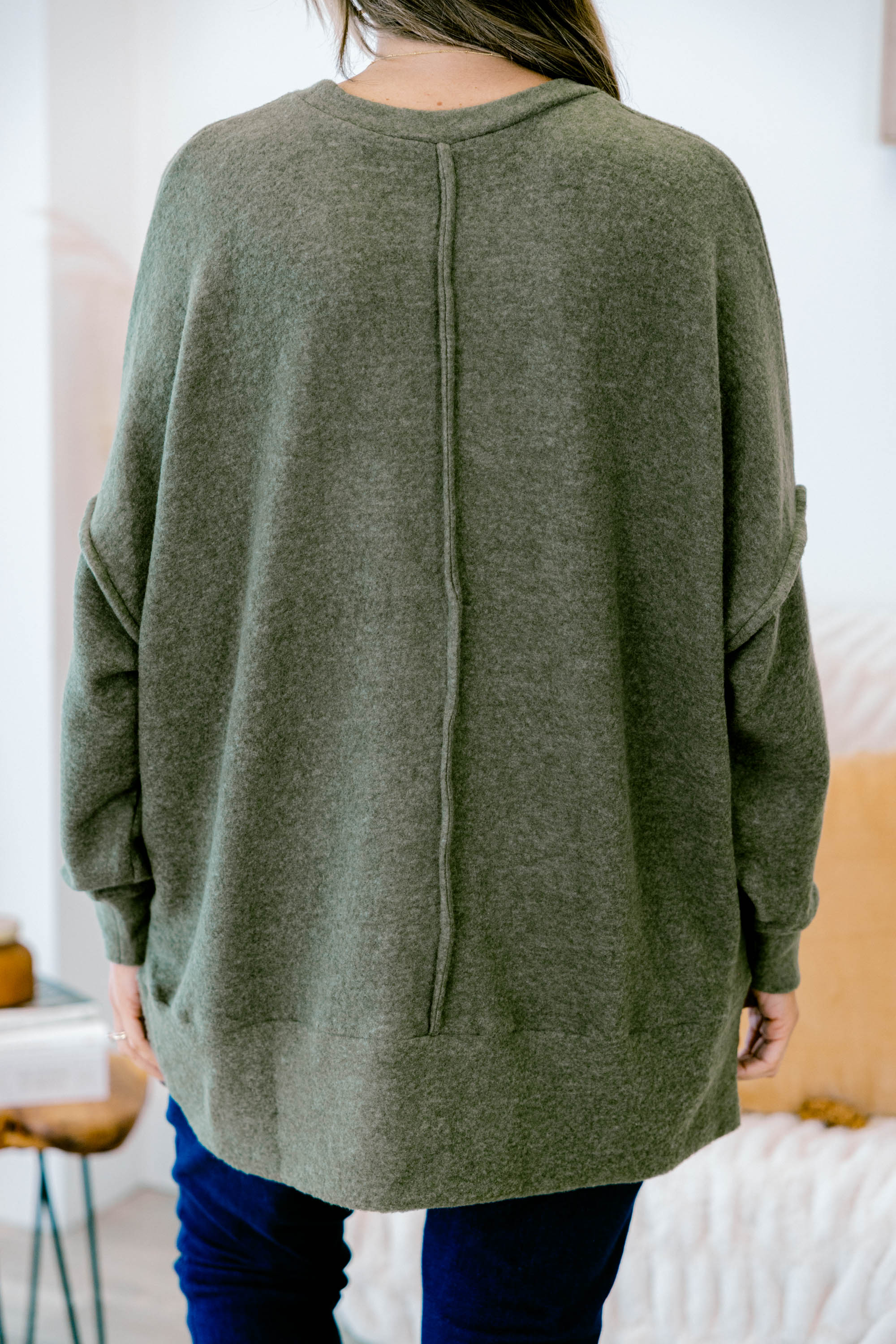 Just Take A Break Sweater, Dark Olive - Giverhouse