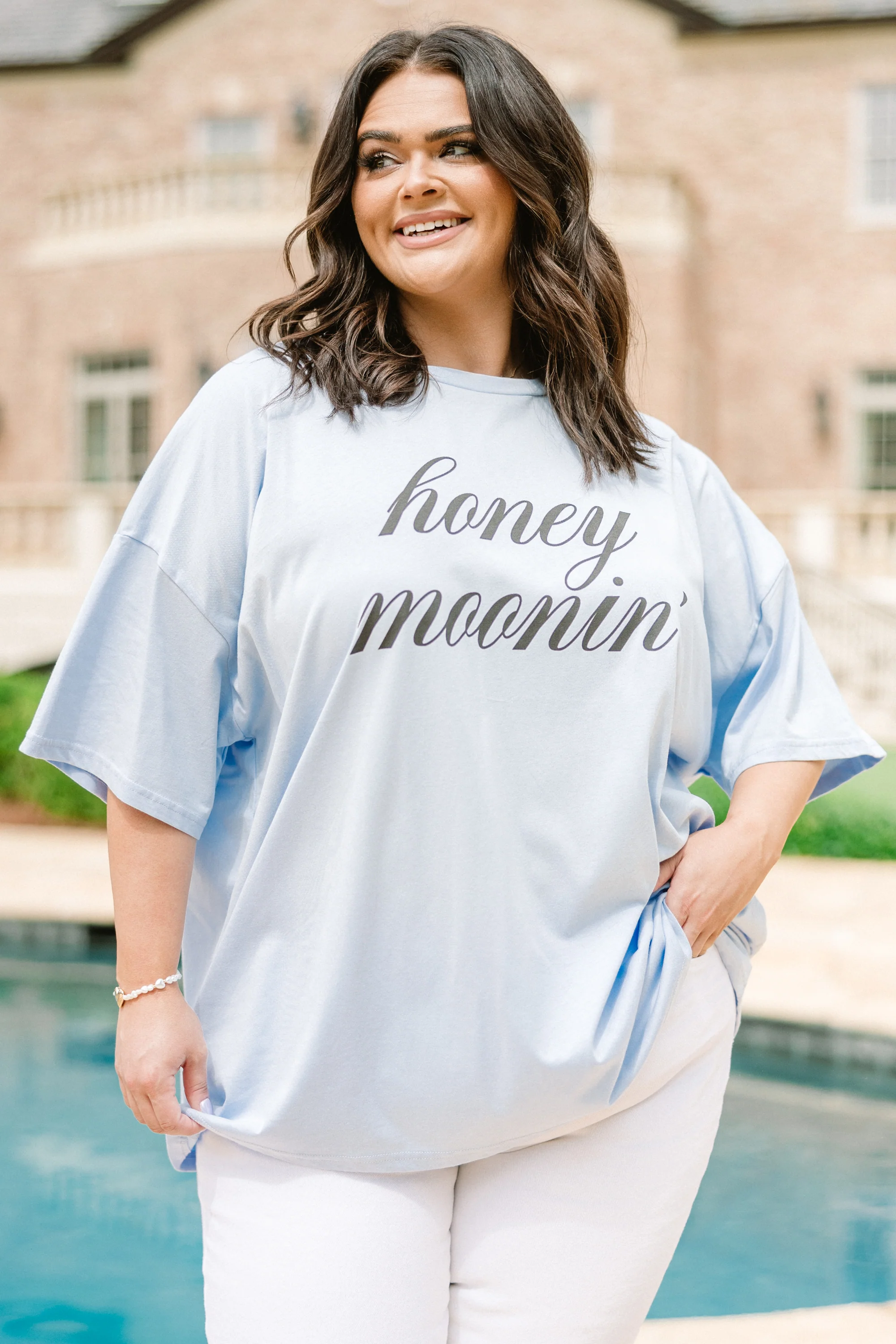 Honey Moonin' Boyfriend Tee, Ash Blue - Giverhouse
