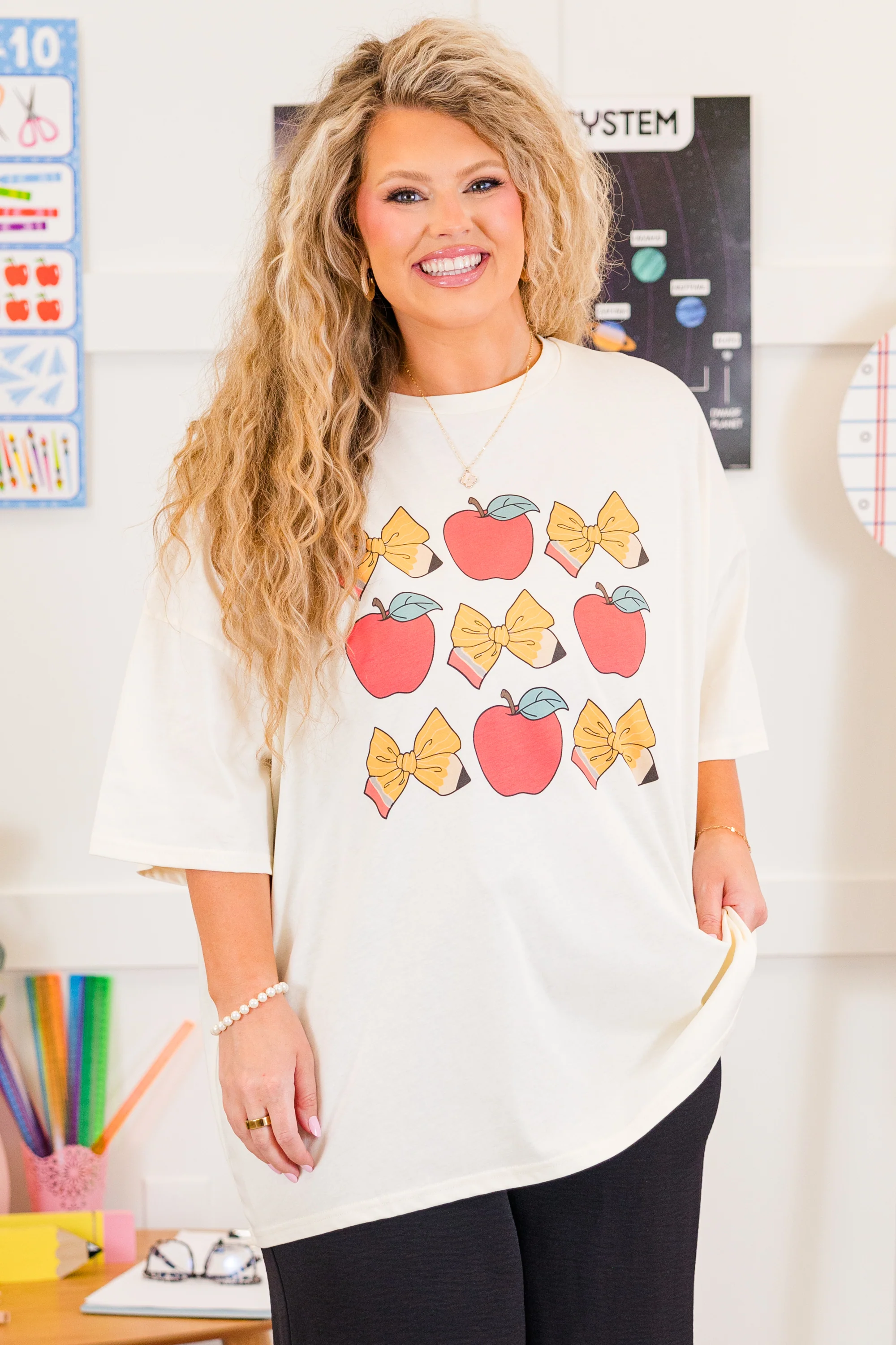 Teacher Essentials Boyfriend Tee, Ivory - Giverhouse