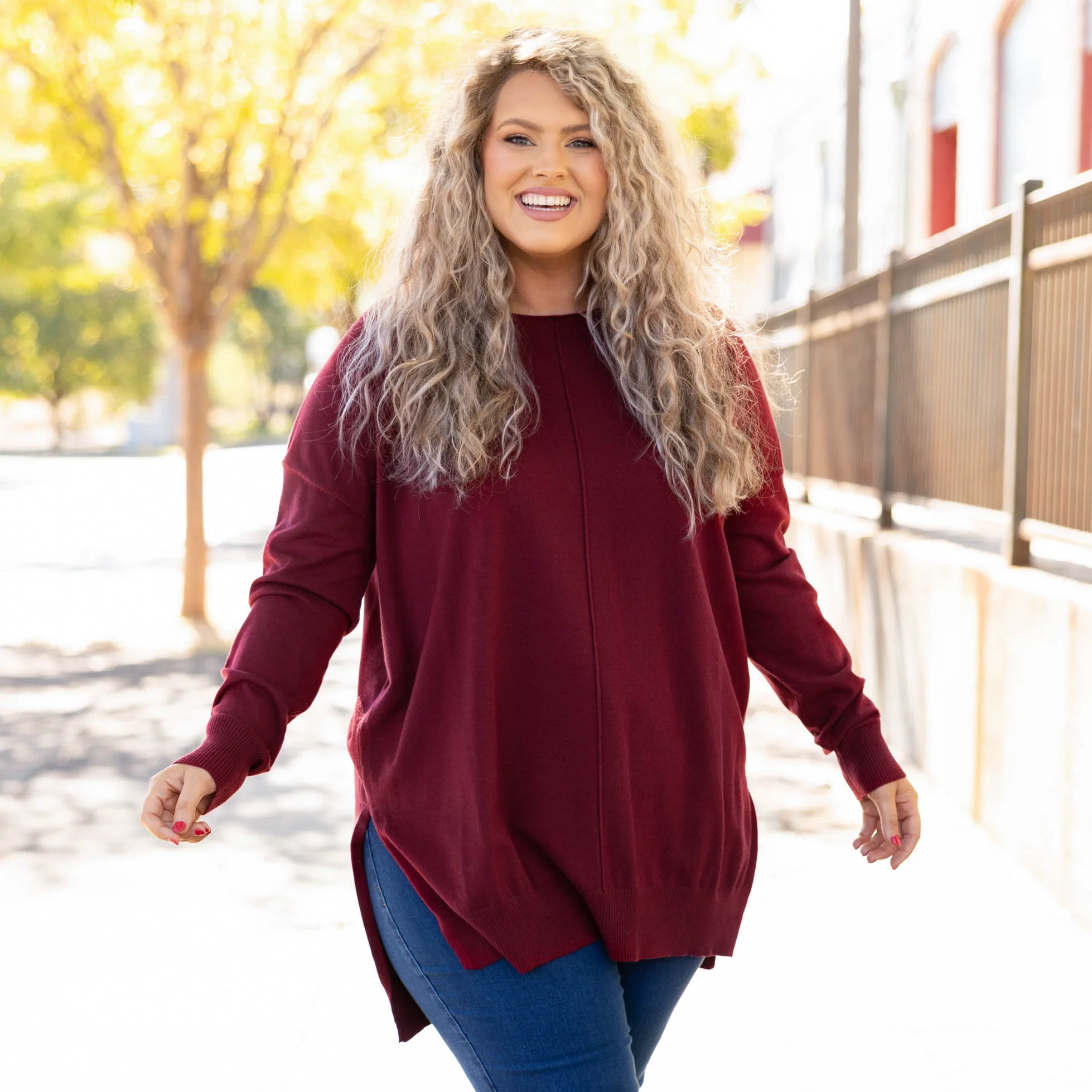 Miss Who You Were Sweater, Dark Burgundy - Giverhouse