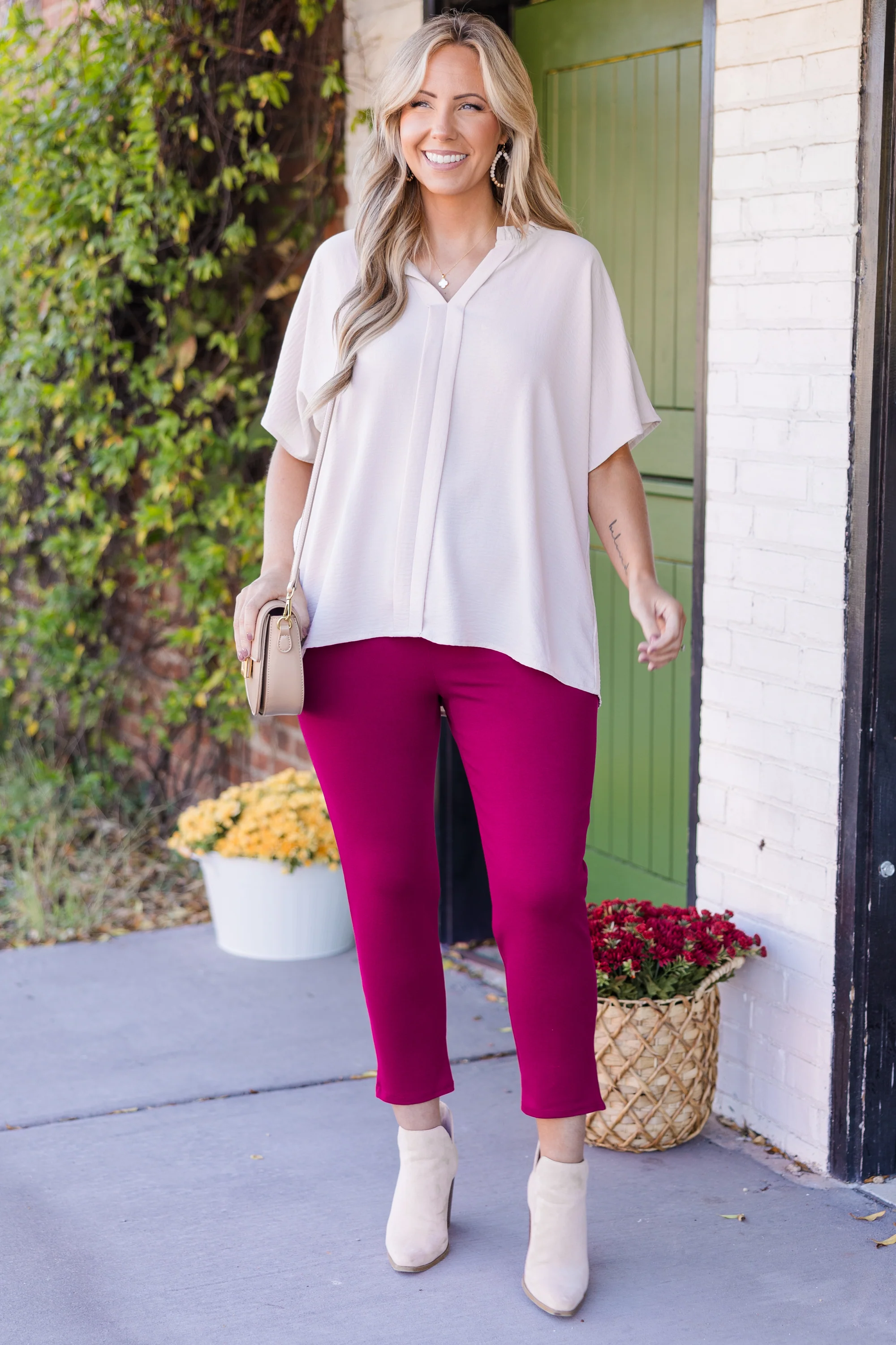 Business Lady Pants, Magenta - Giverhouse