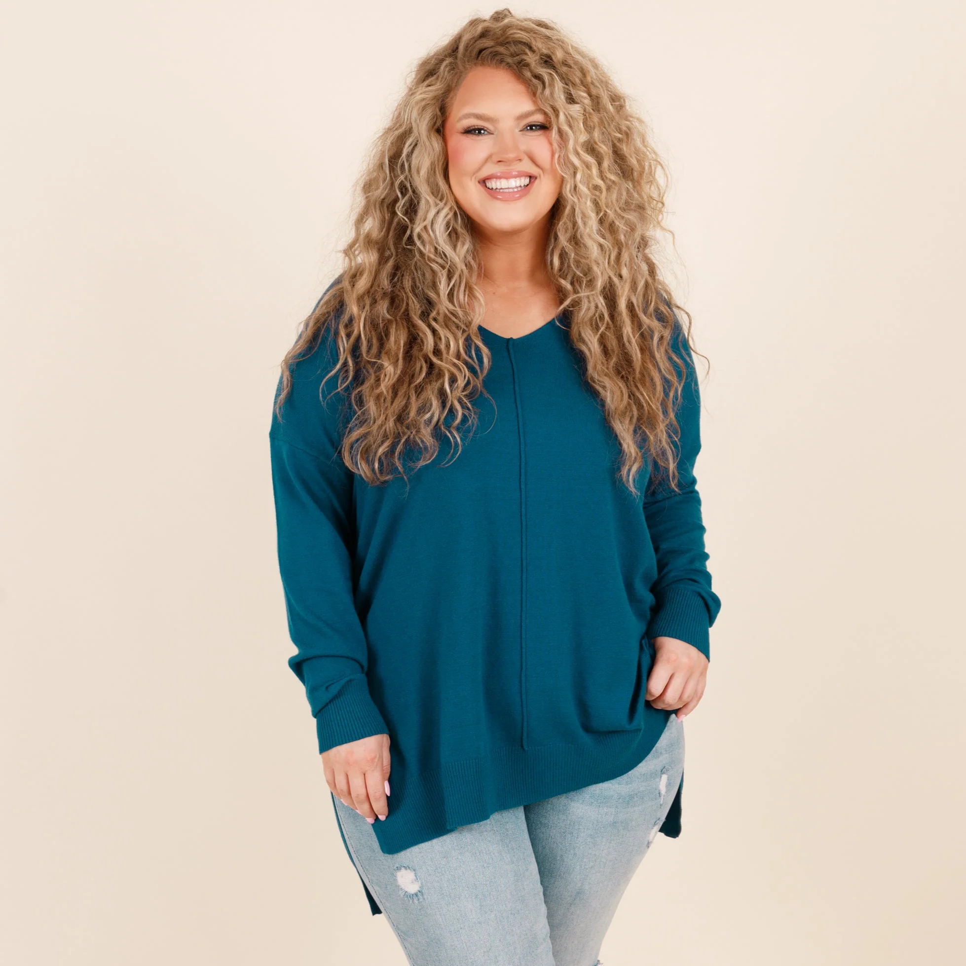 Miss Who I Was Sweater, Teal - Giverhouse