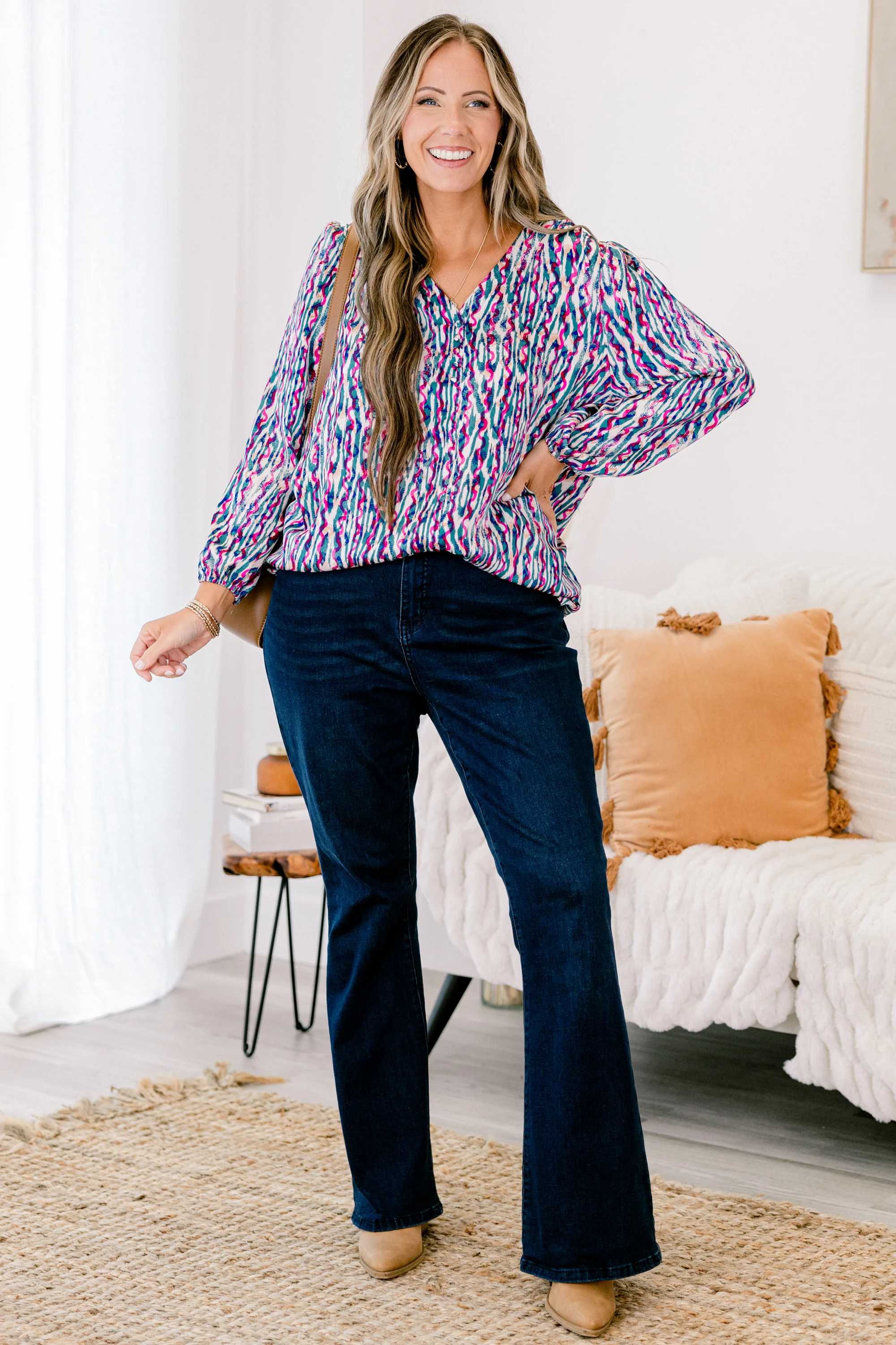 Timeless Flow Top, Jade Multi - Giverhouse