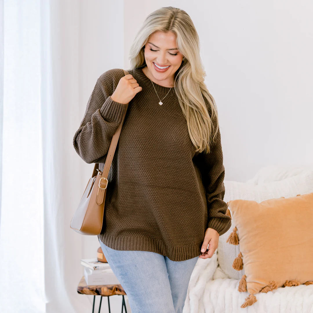 Fully Committed Sweater, Brown - Giverhouse
