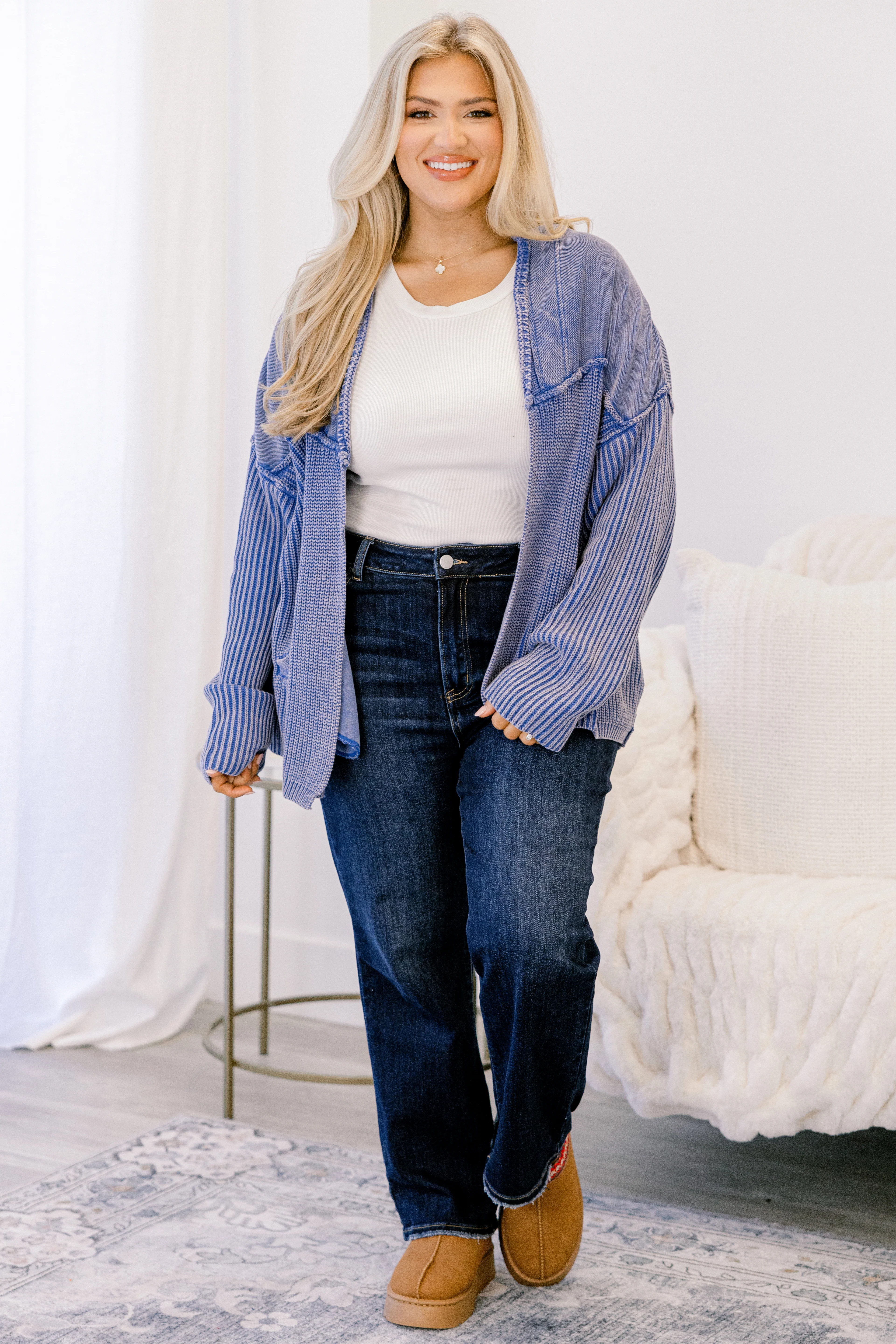 Times To Remember Cardigan, Washed Blue - Giverhouse