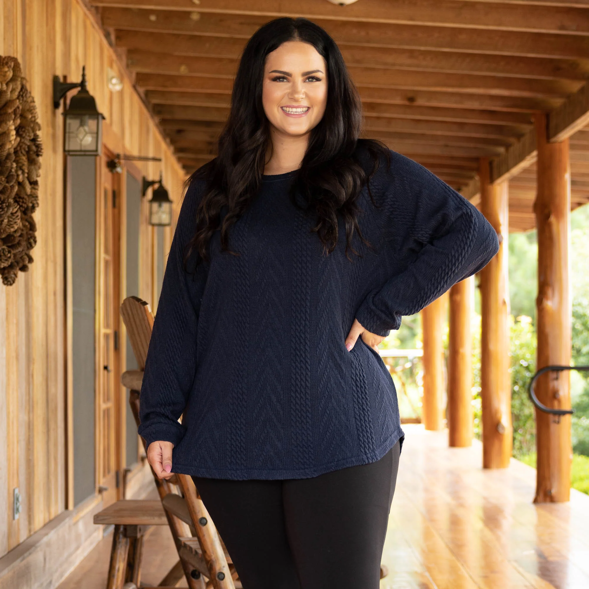 Slouchy Cableknit, Navy - Giverhouse