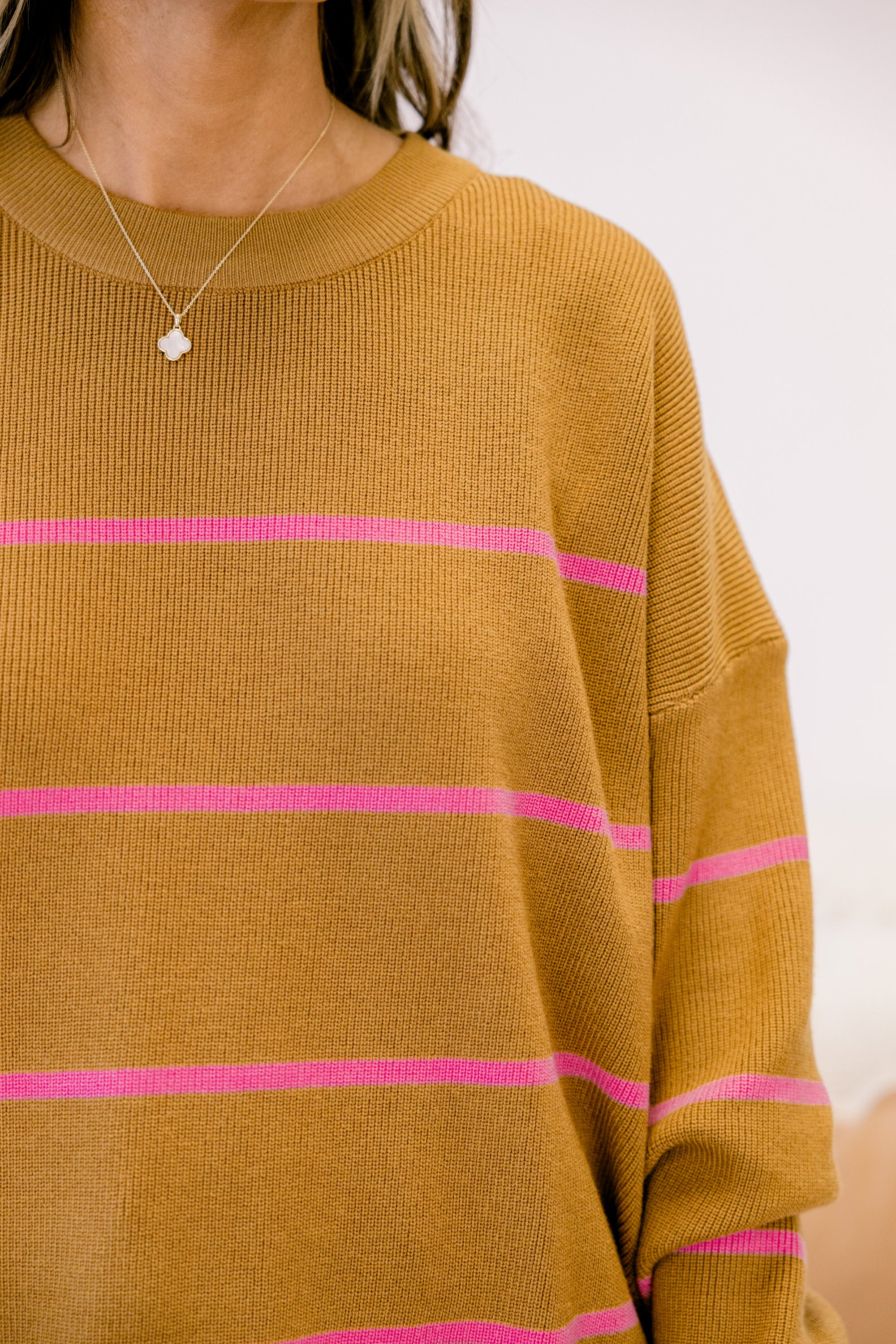 Lux Stripe Sweater, Brown-Pink - Giverhouse