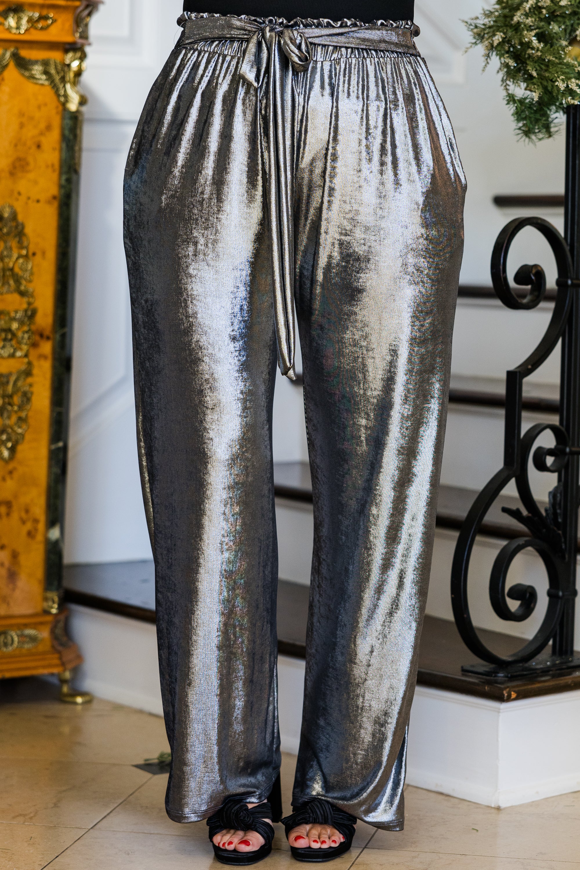 Less Bitter More Glitter Pants, Silver - Giverhouse