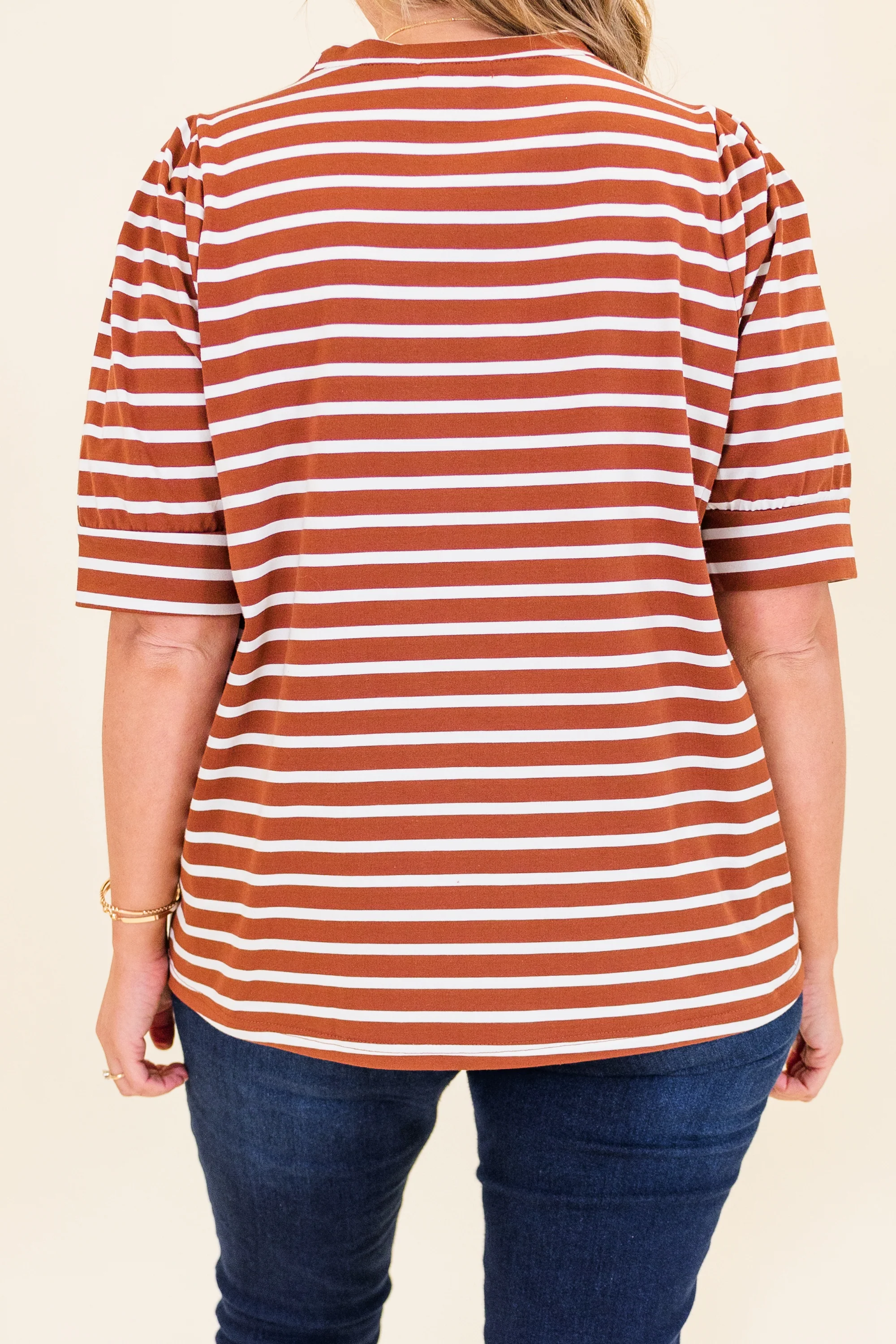Signature Stripes Top, Burgundy-White - Giverhouse