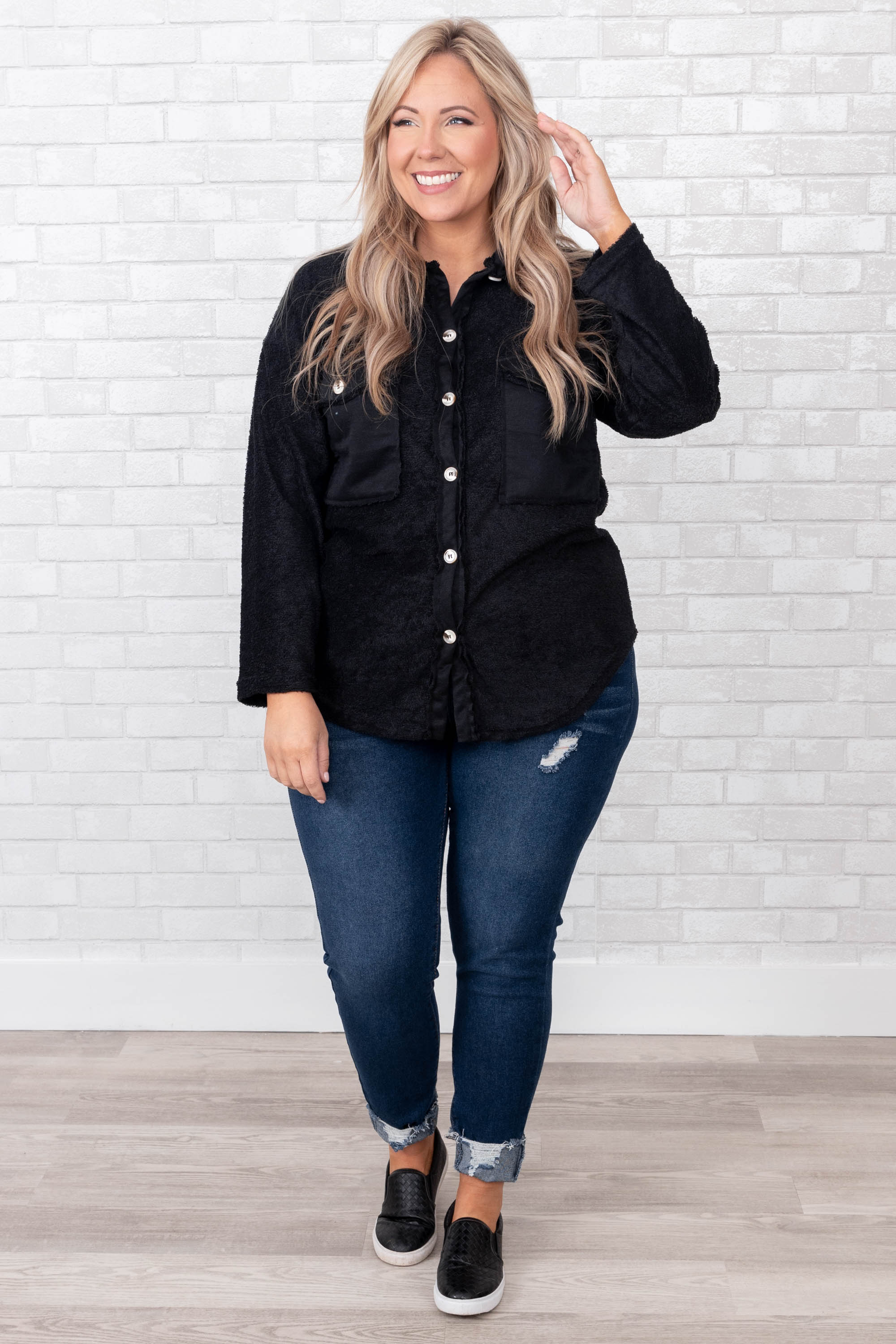 Best Of Both Worlds Shirt Jacket, Black - Giverhouse