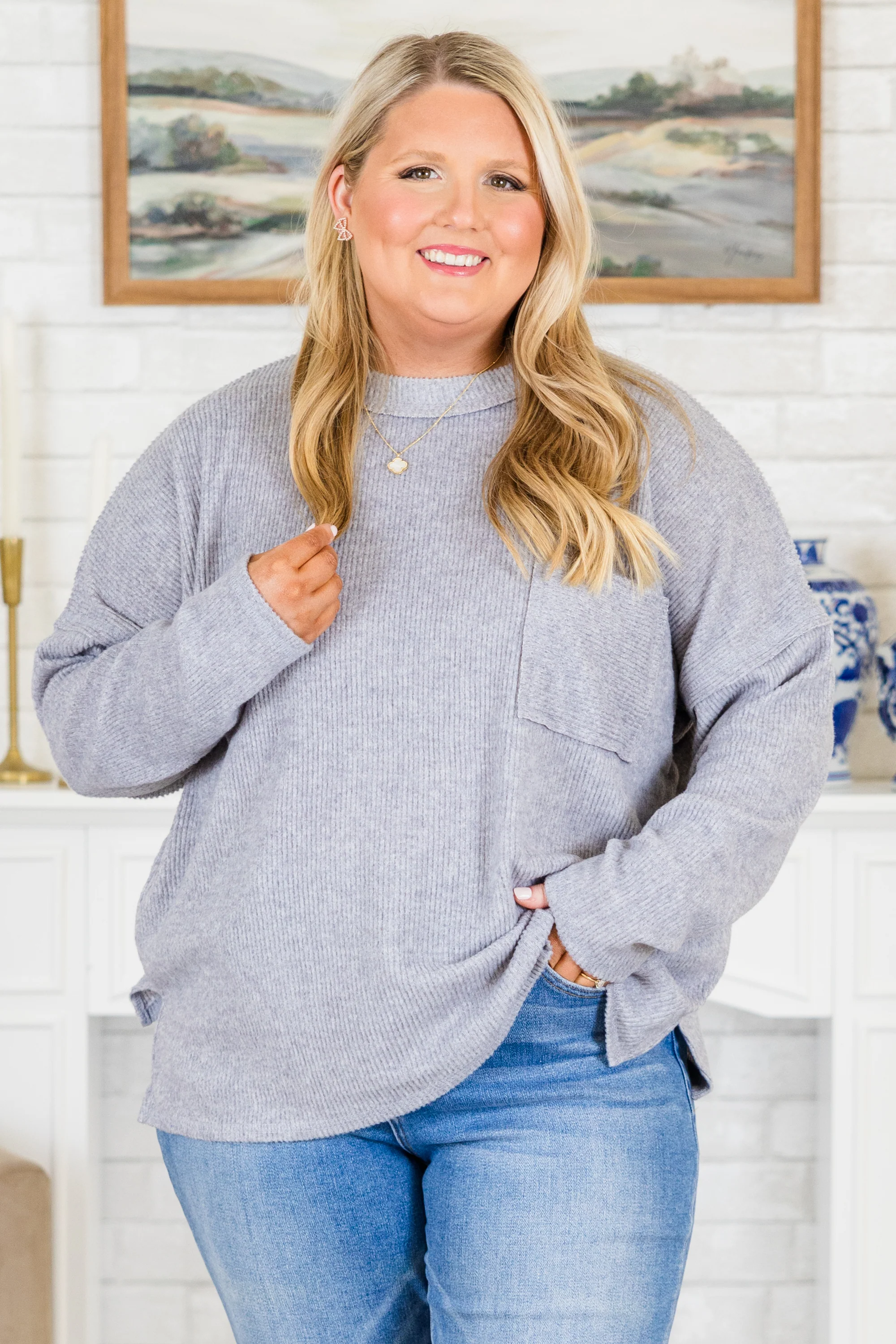 Lookin' Good Feelin' Better Sweater, Heather Gray - Giverhouse