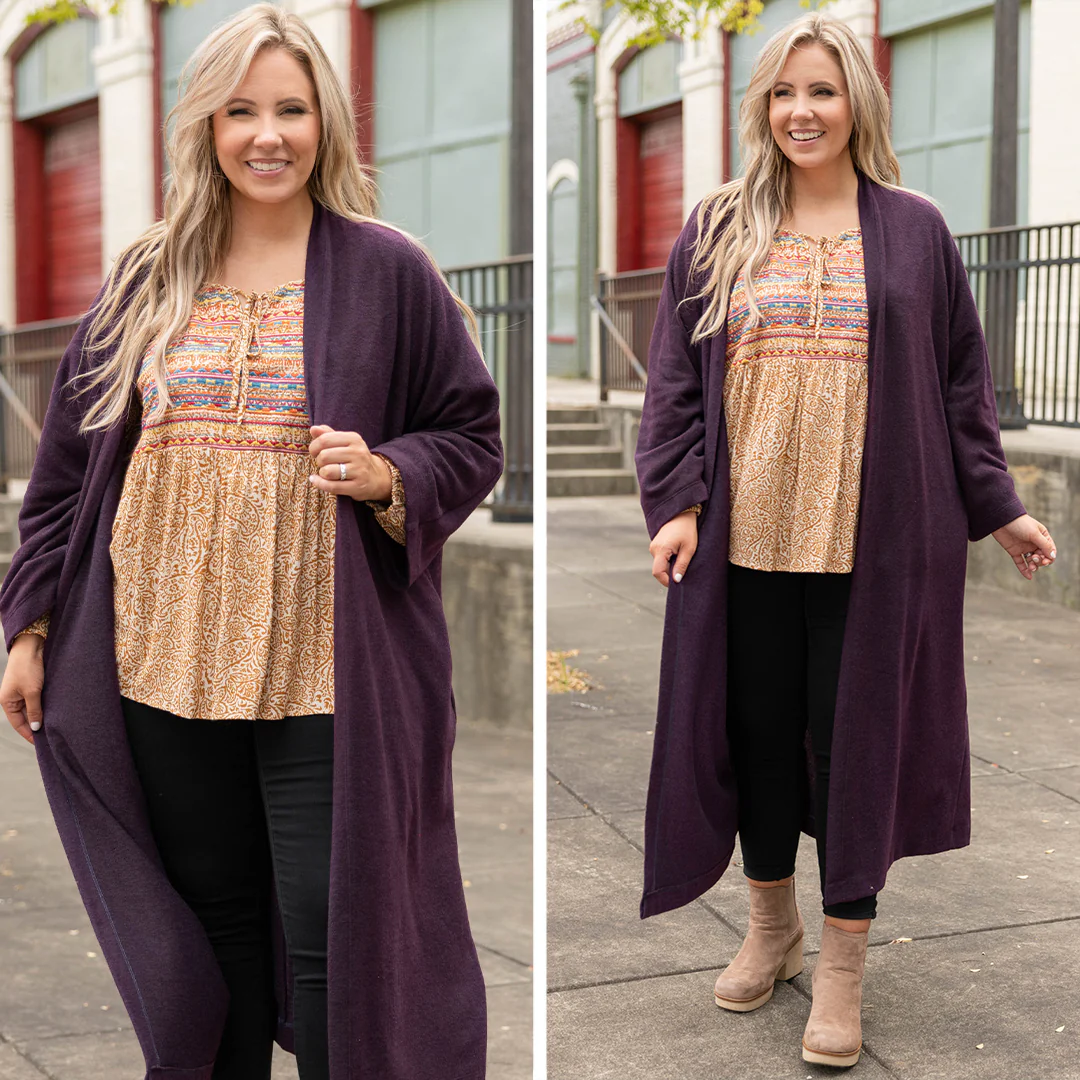 Great Heights Cardigan, Purple - Giverhouse