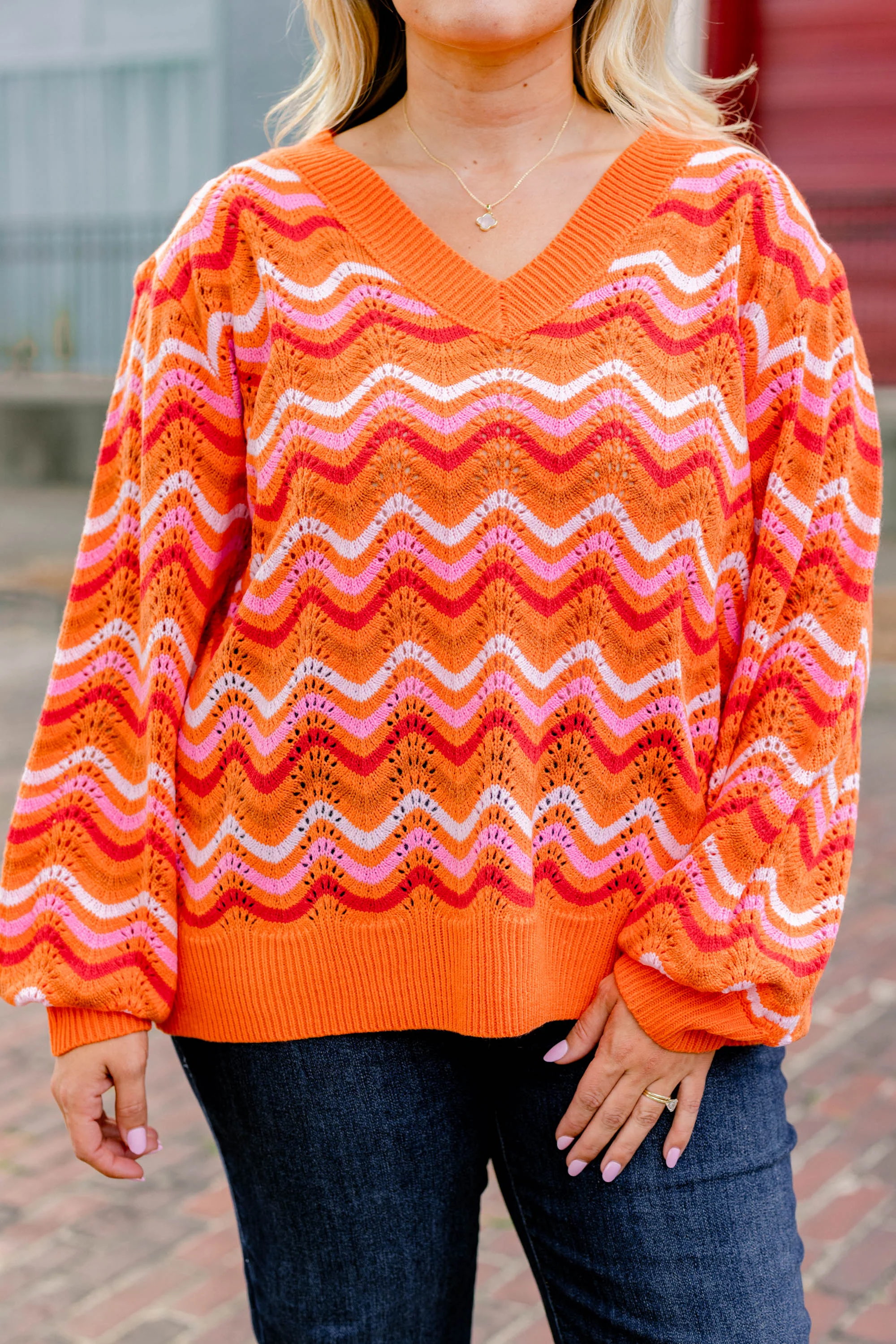 Going To Plan Sweater, Orange Multi - Giverhouse