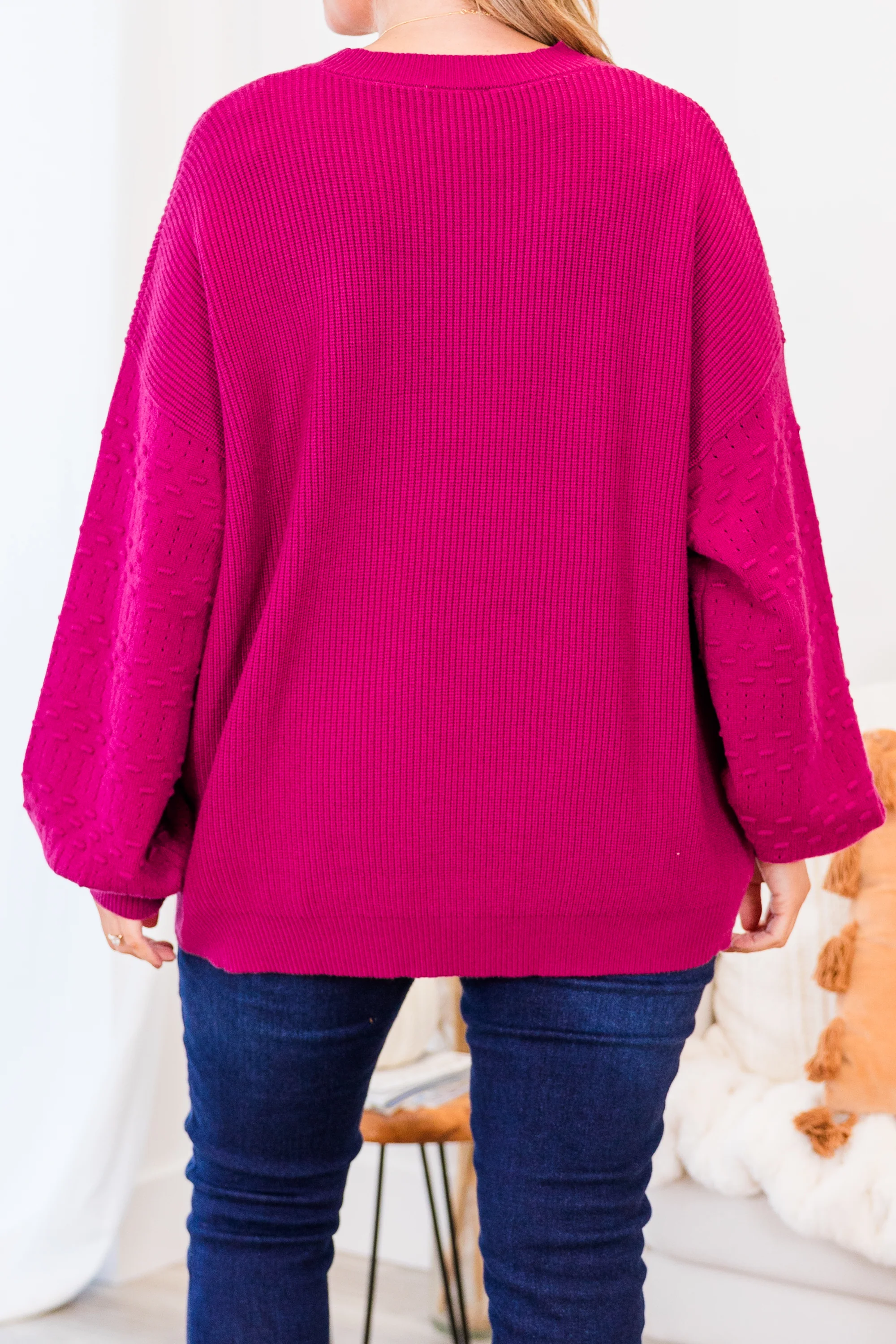 Time Is Flying Sweater, Magenta - Giverhouse