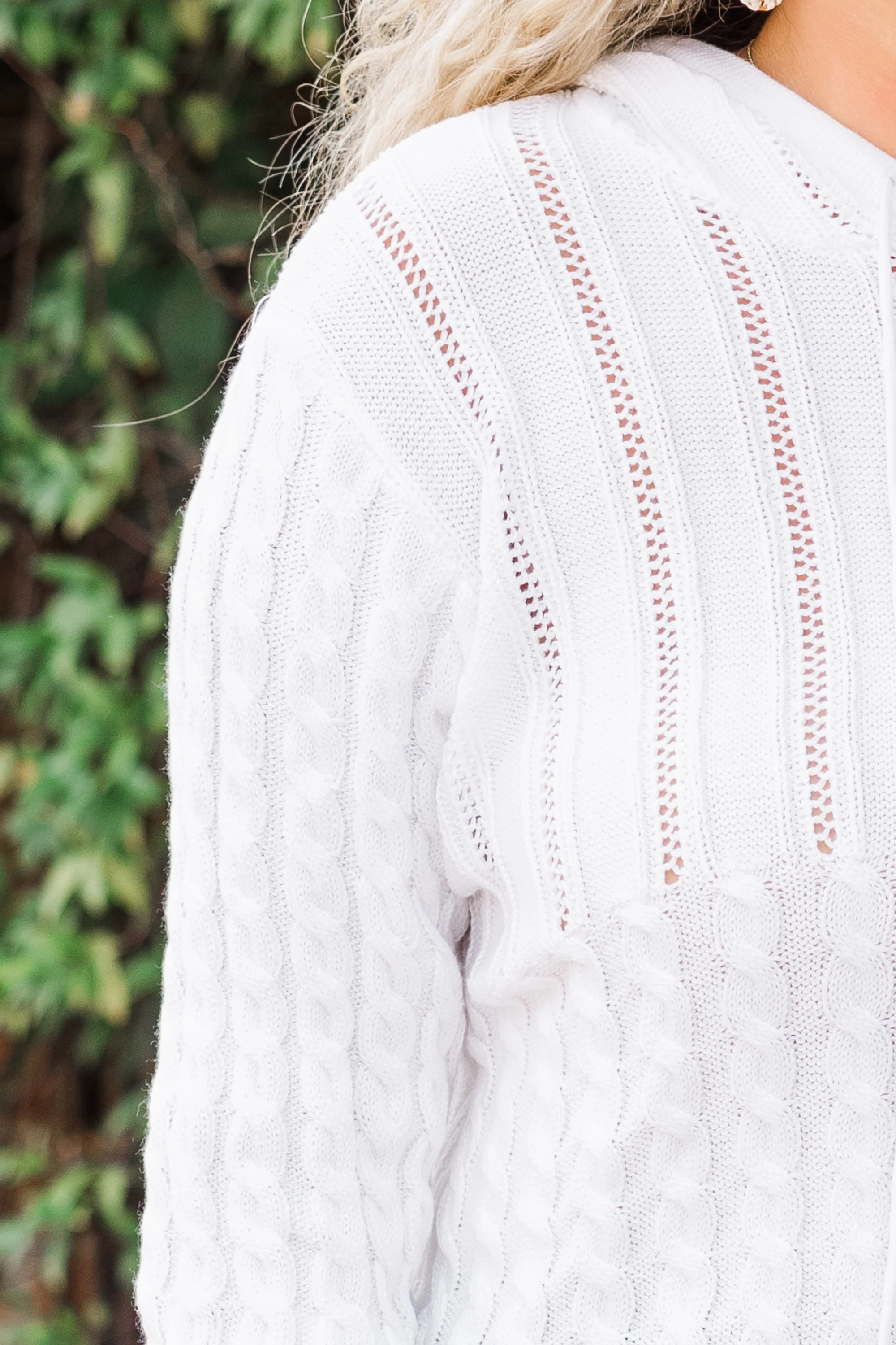 Knit Me Up Hoodie, White - Giverhouse
