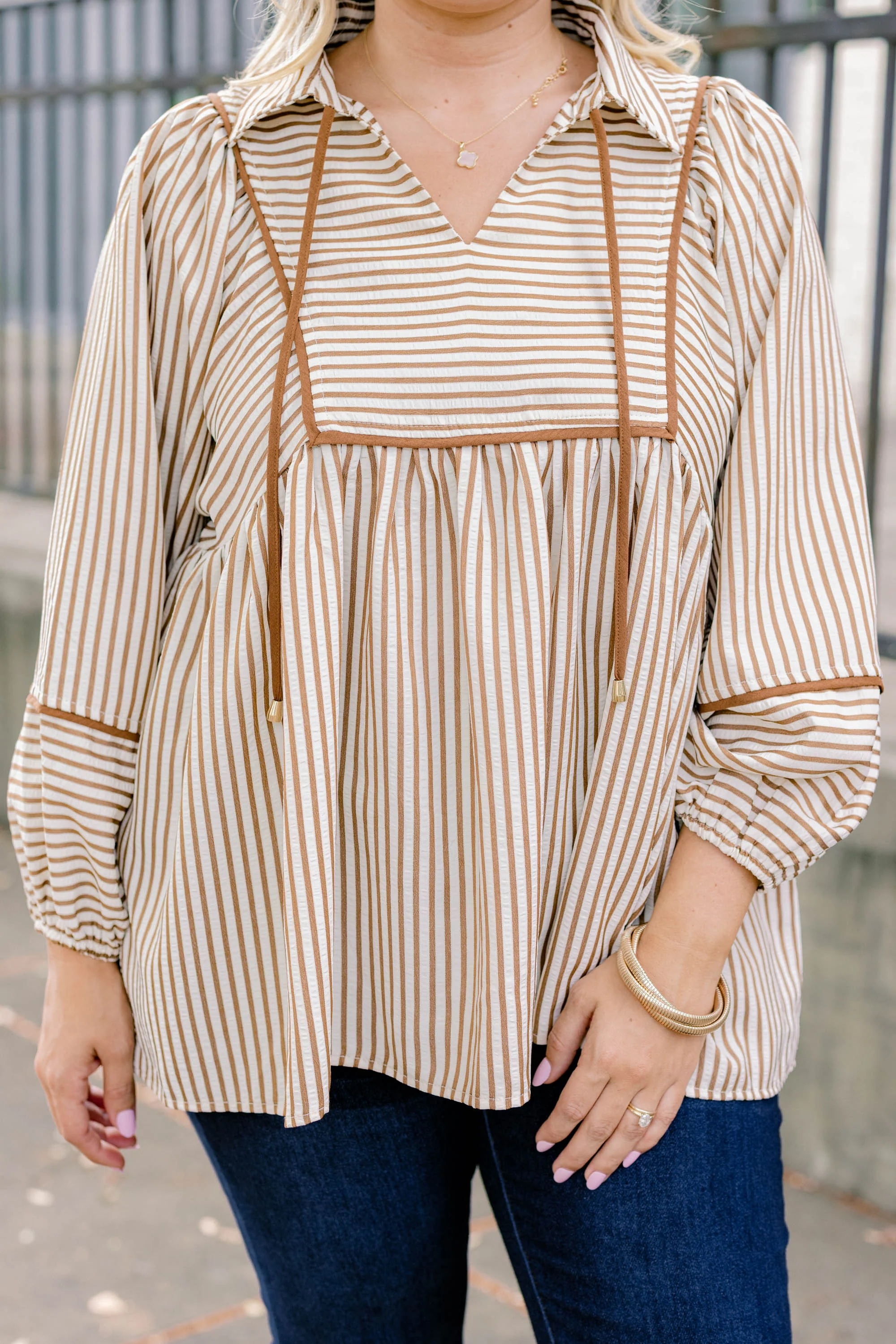 Take What I Can Get Top, Camel Stripe - Giverhouse