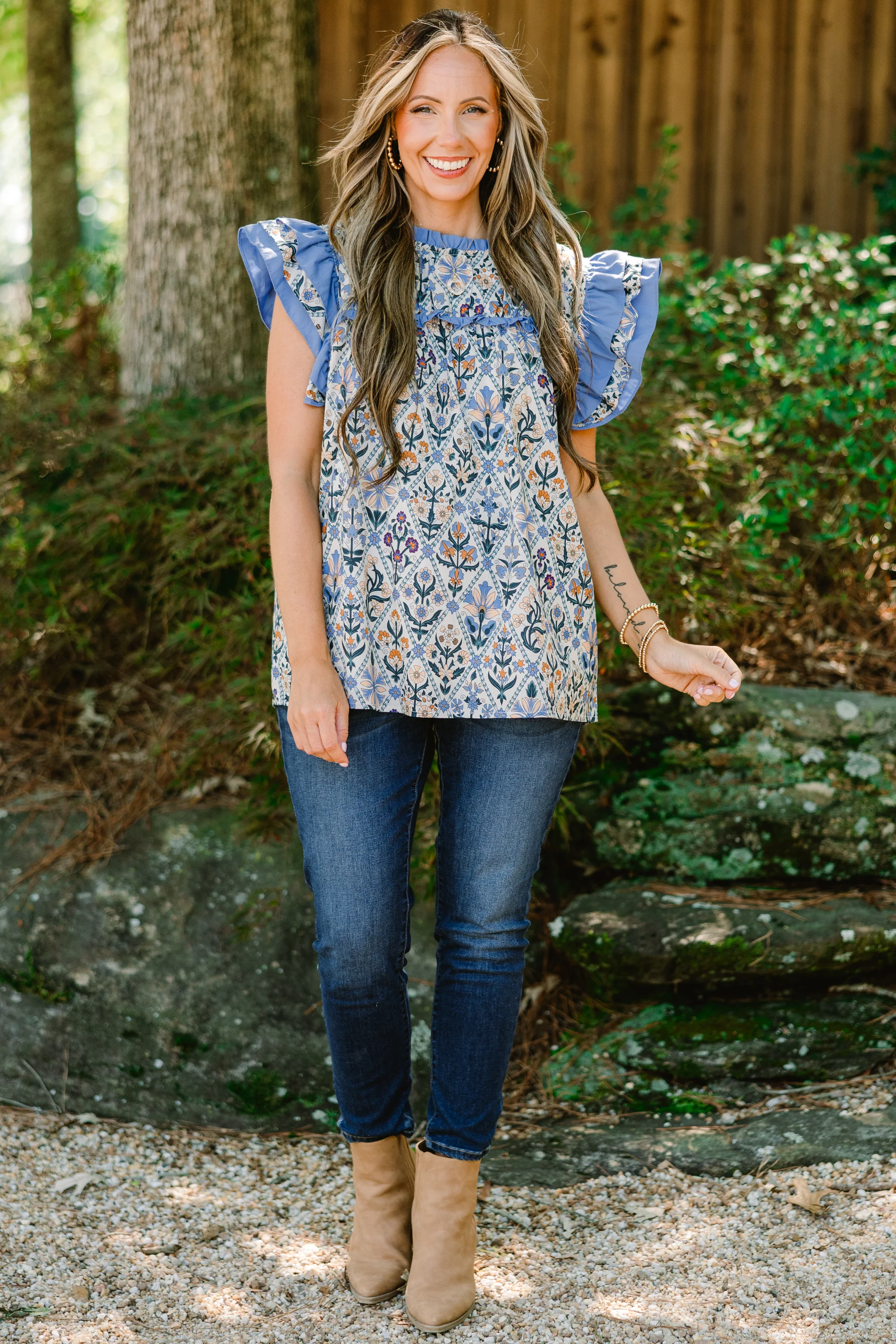 Daisy Dreams Top, Blue Block - Giverhouse