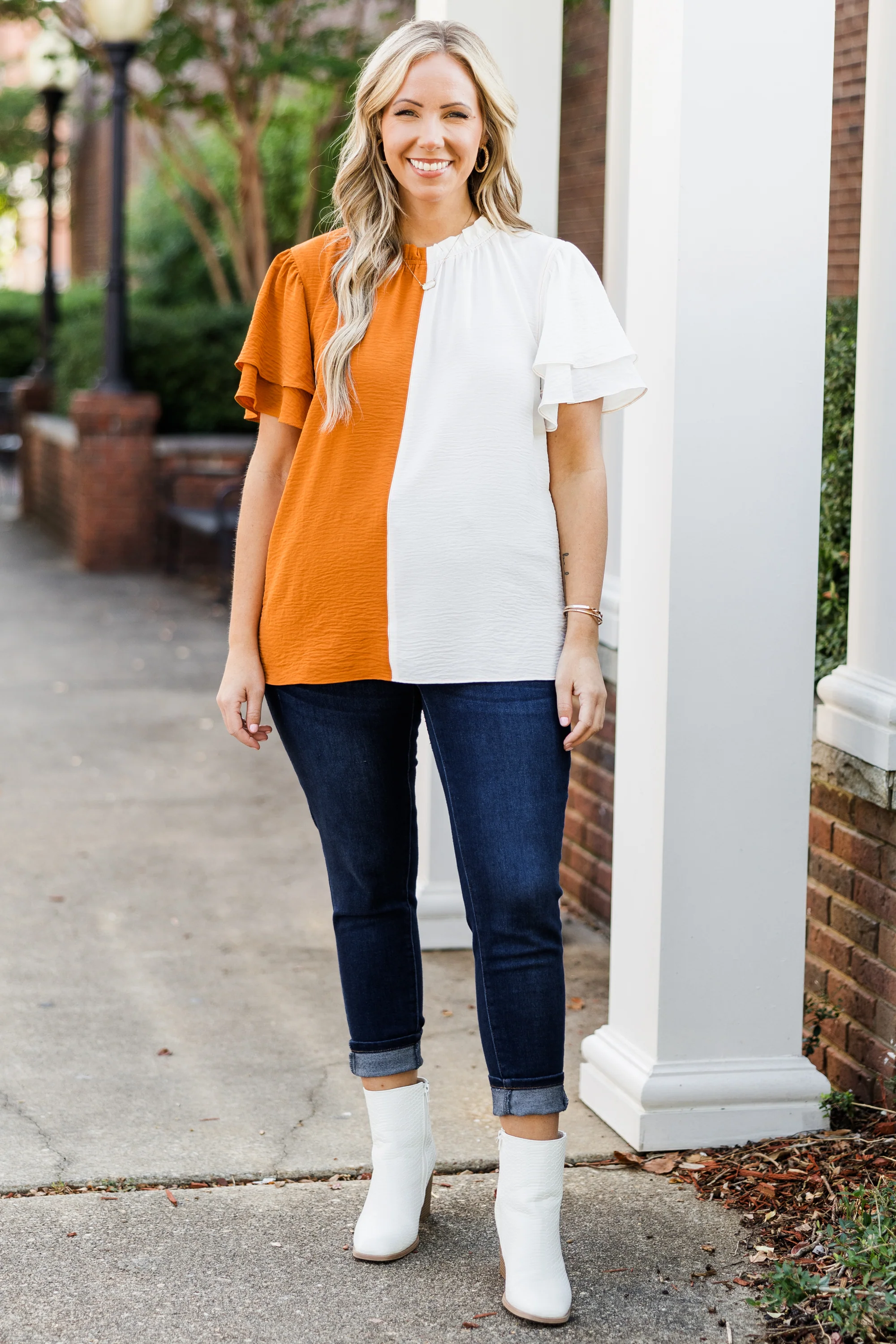 Rivalry Top, Orange-White - Giverhouse