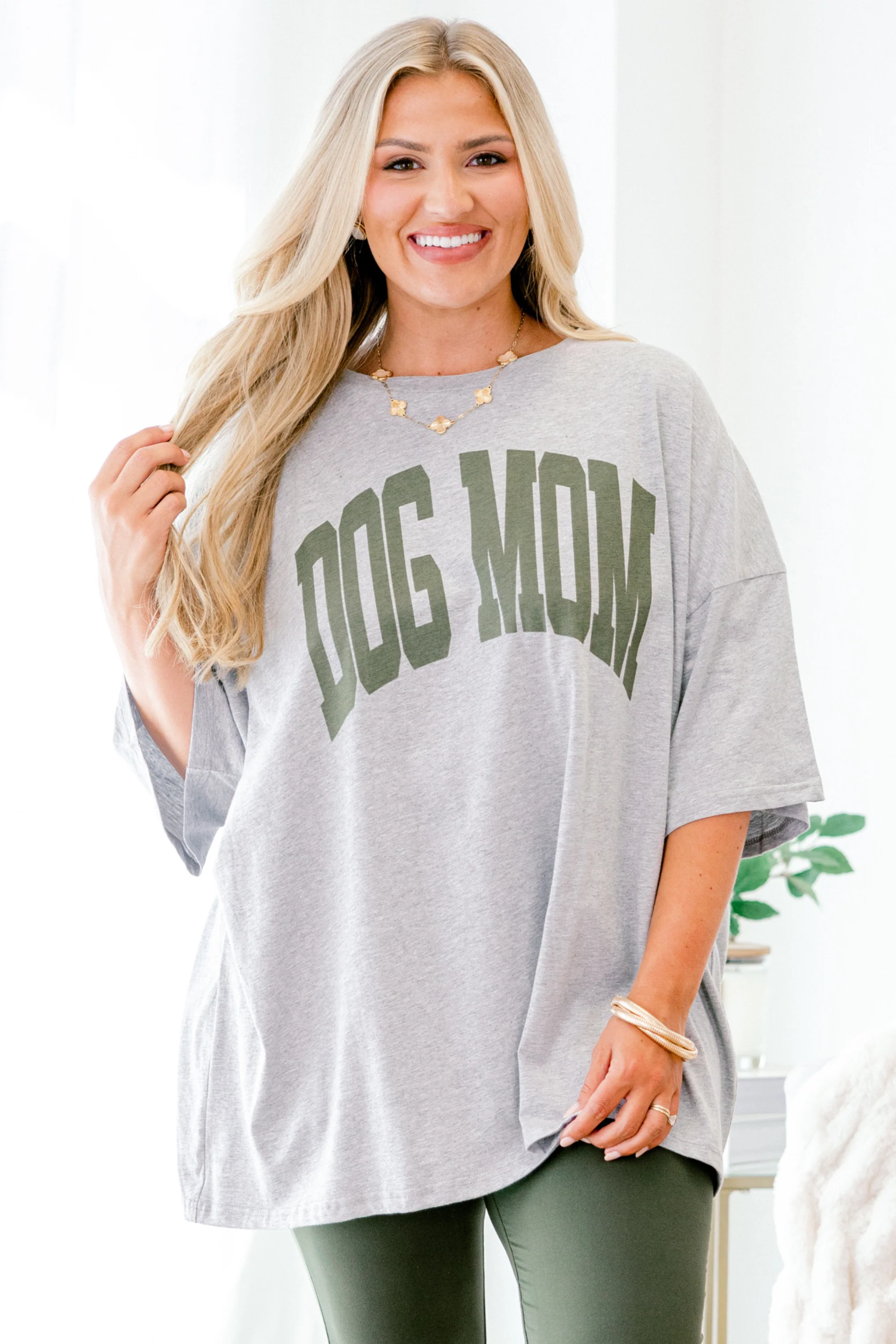 Dog Mom Boyfriend Tee, Heather Gray - Giverhouse