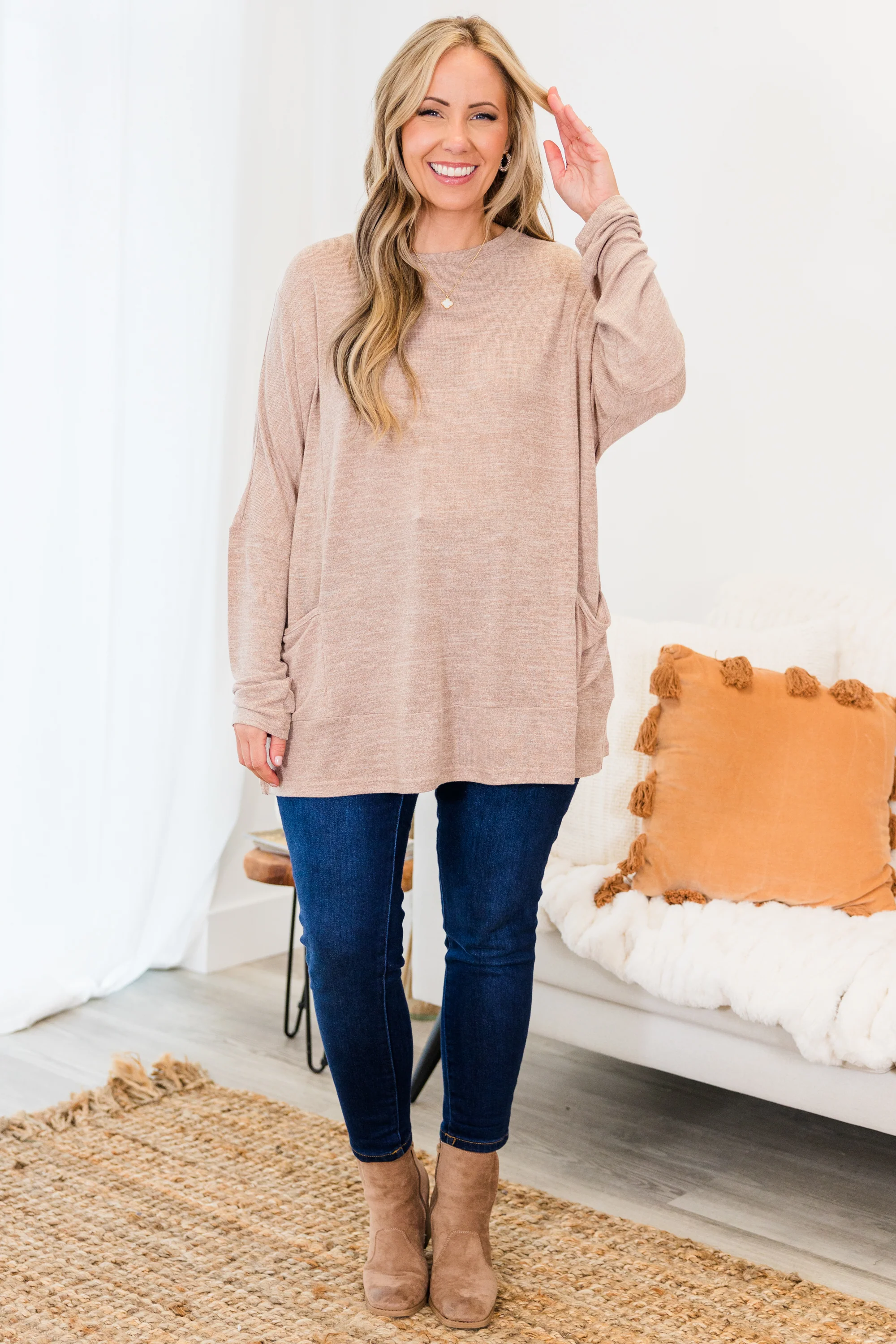 Crisp Autumn Air Tunic, Taupe - Giverhouse