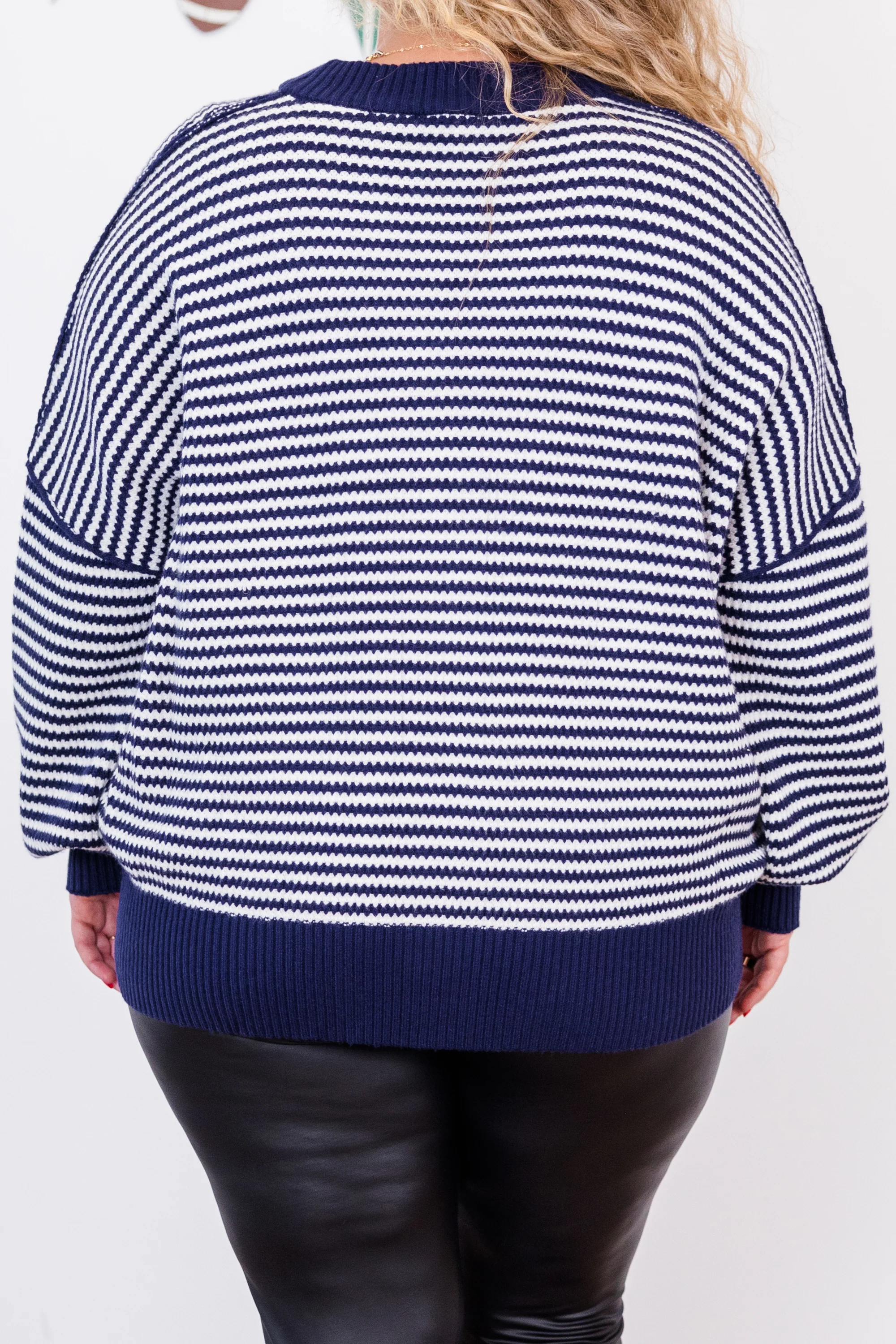 Snuggly Stripe Button-Up Sweater, Navy-Ivory - Giverhouse