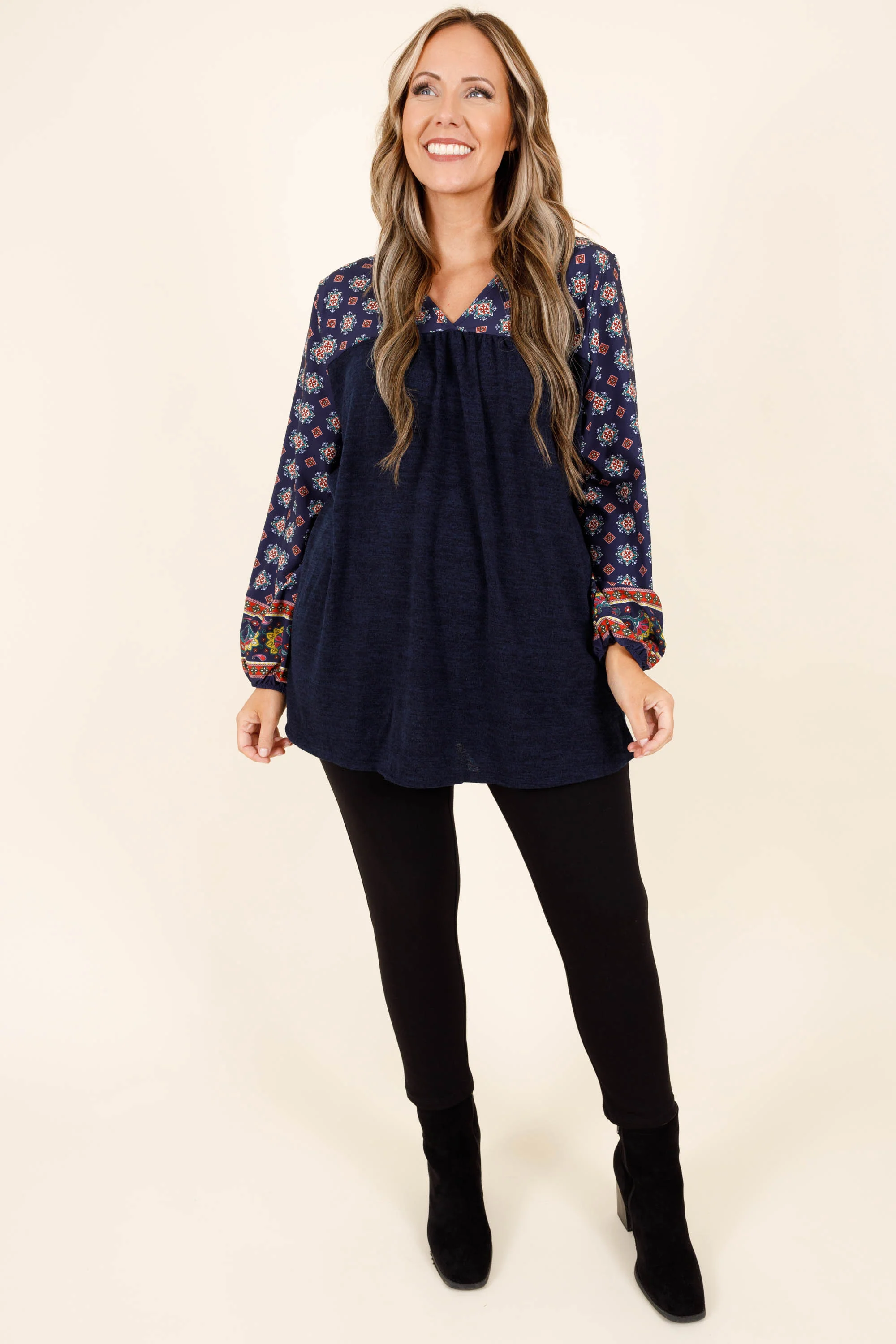 Stop, Drop And Get Excited Top, Navy - Giverhouse