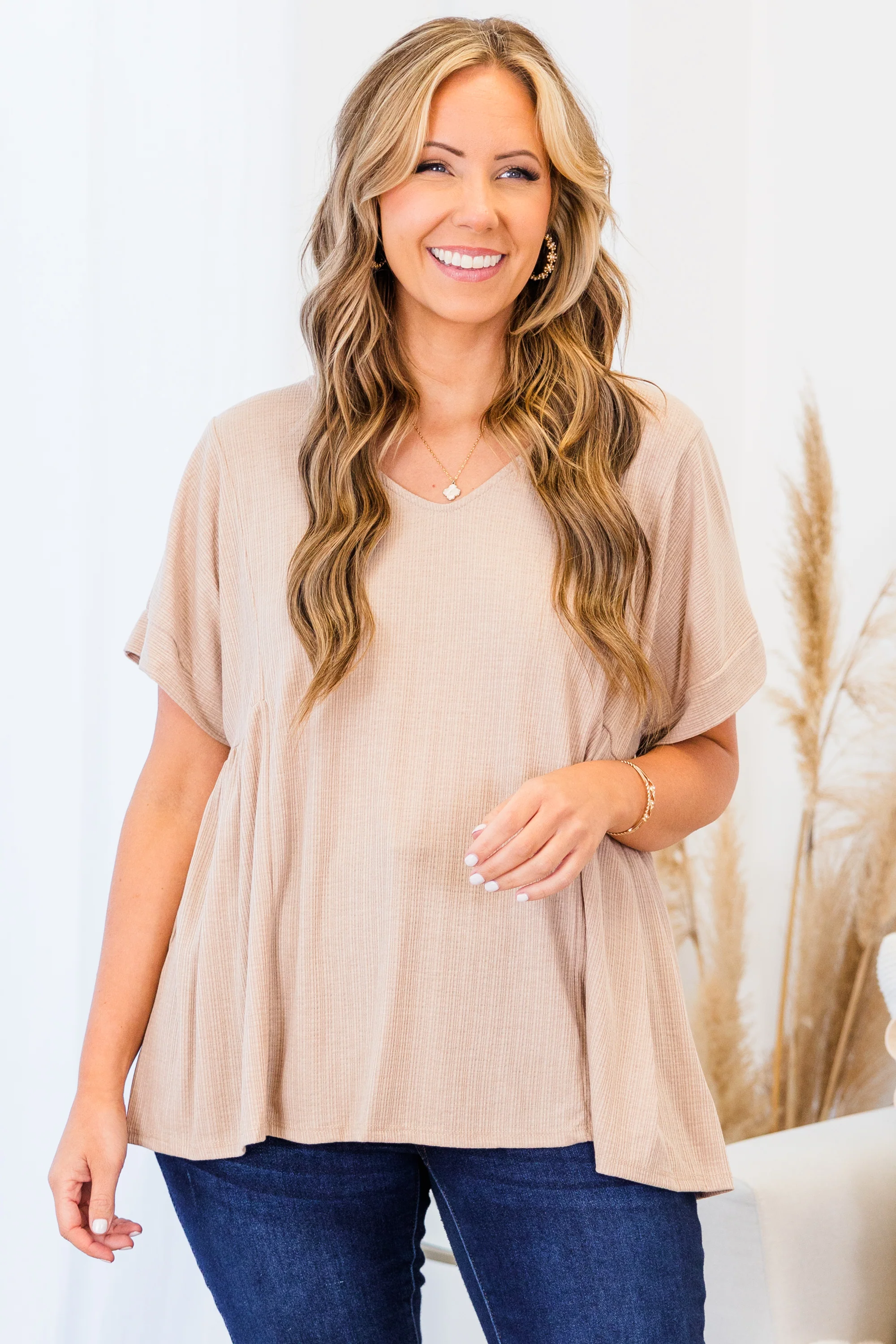 Keeping My Distance Top, Taupe - Giverhouse