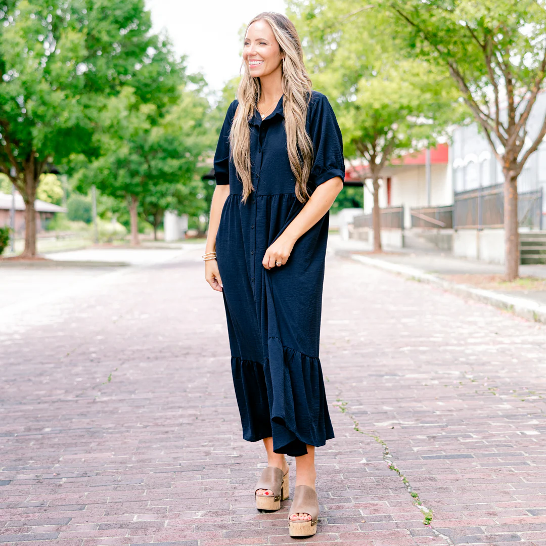 In Your Happy Place Dress, Navy - Giverhouse