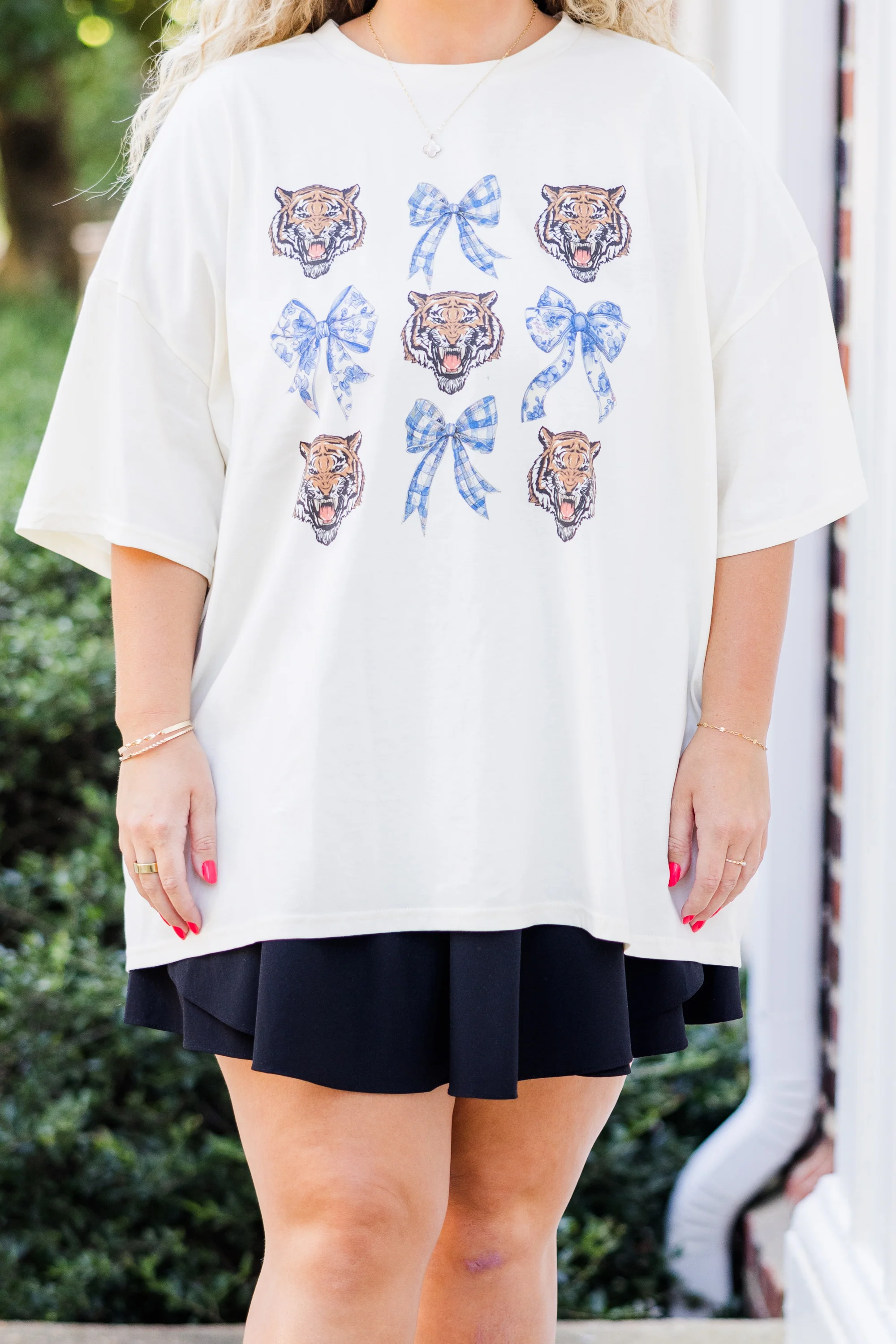 Here For The Tigers Boyfriend Tee, Ivory - Giverhouse