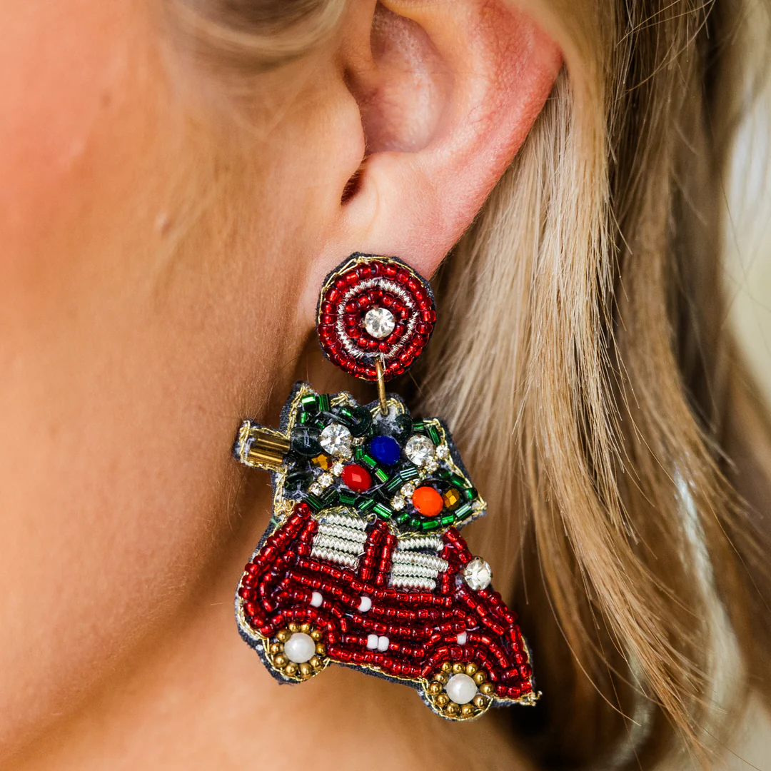 Ride For The Holidays Earrings, Red - Giverhouse