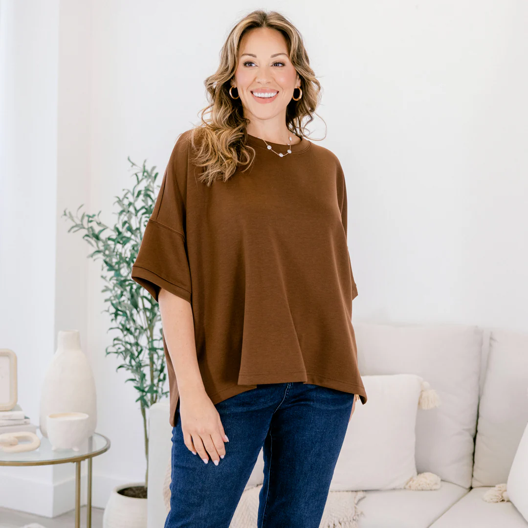 Comfortable Charm Top, Brown - Giverhouse