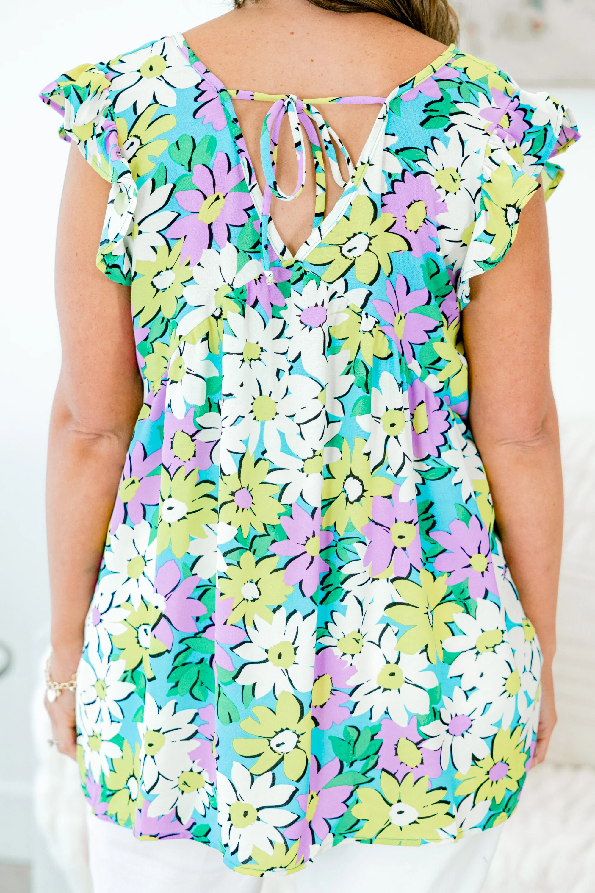 Breathing Easy Babydoll Top, Mint Multi - Giverhouse