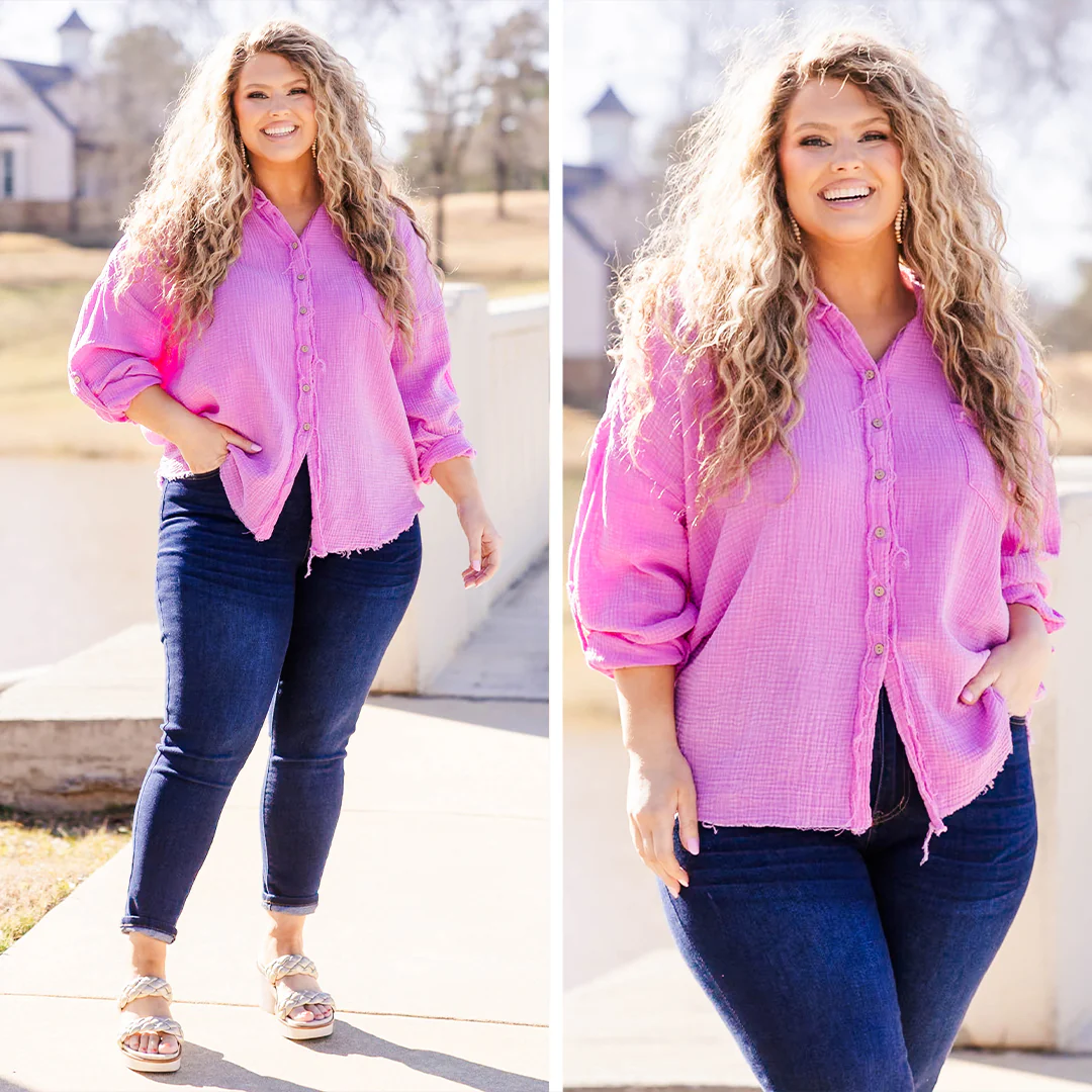 Popular Phrase Top, Bright Mauve - Giverhouse