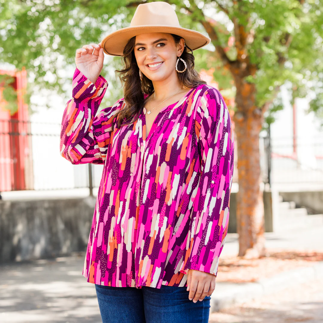 In Office Top, Pink Multi - Giverhouse