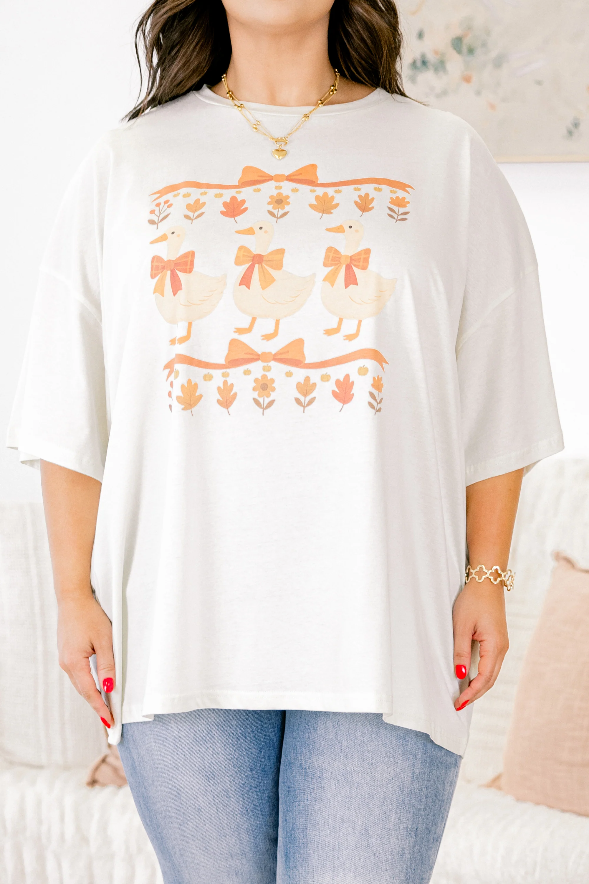 Mother Goose Boyfriend Tee, Ivory - Giverhouse