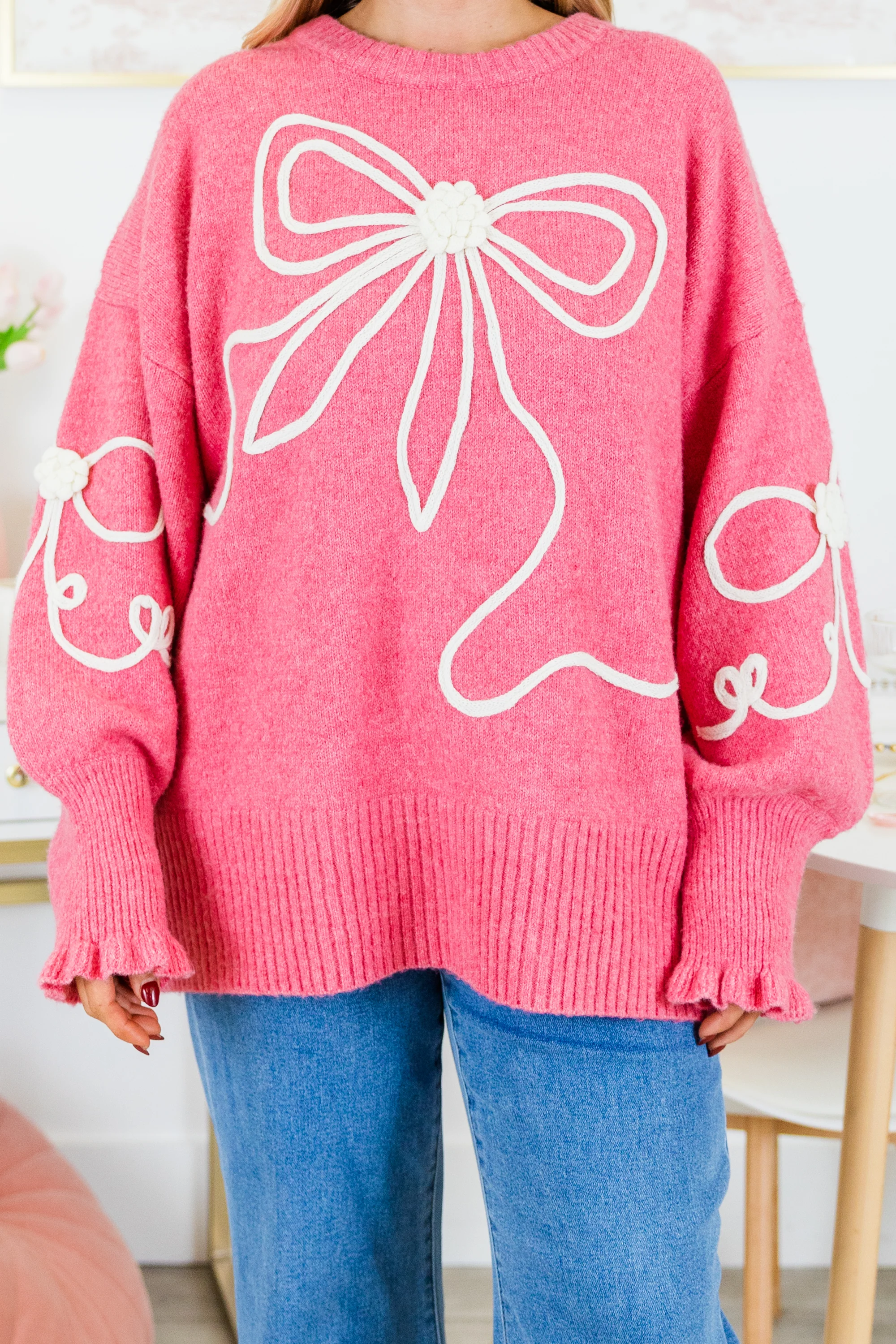 Walk And Sweet Talk Sweater, Pink - Giverhouse
