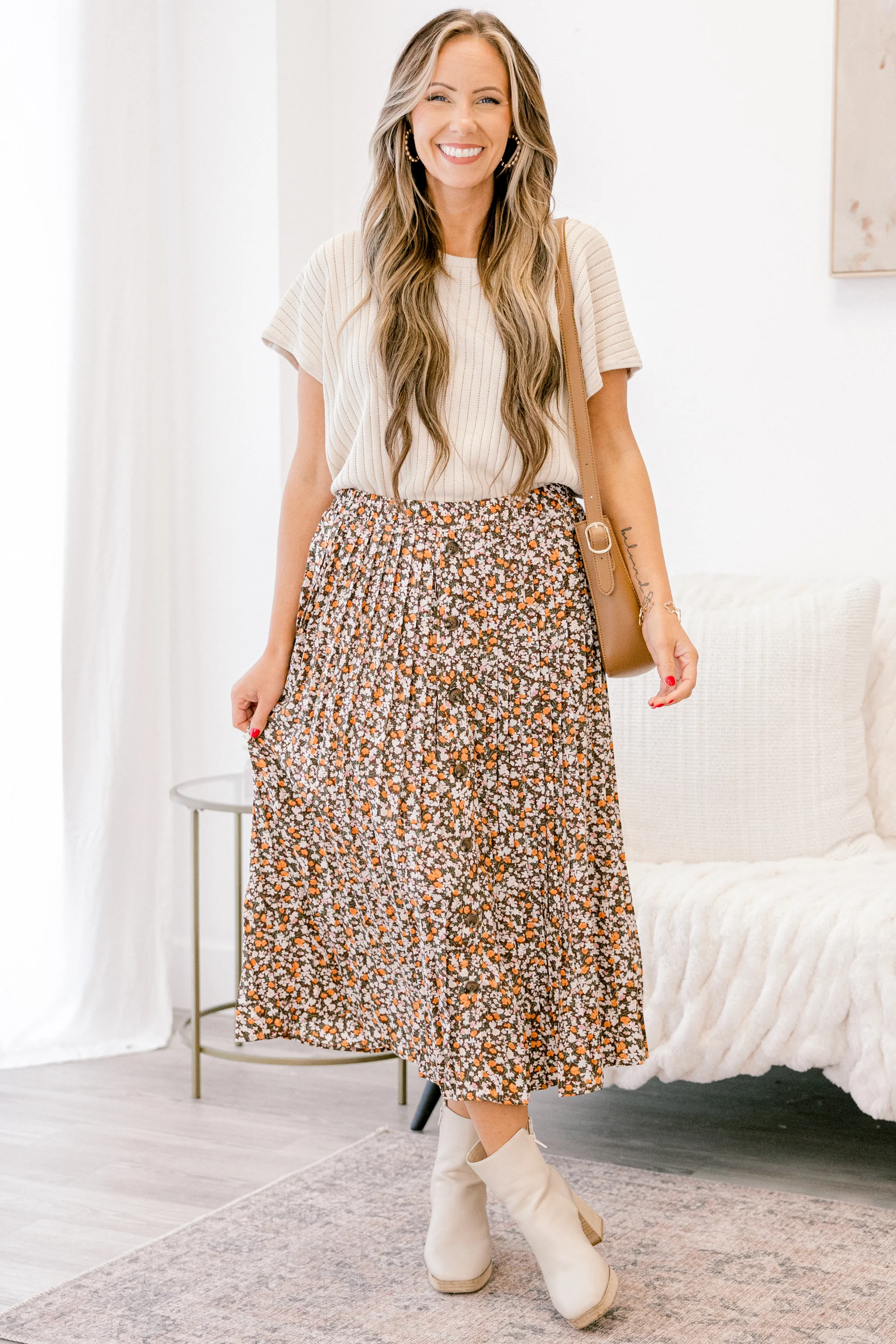 Never A Bad Day Skirt, Brown - Giverhouse