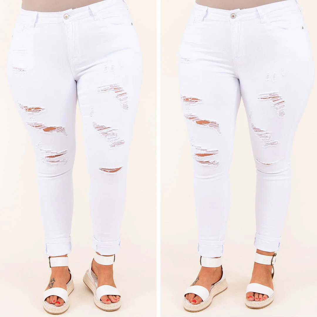 Go Explore Boyfriend Jeans, White - Giverhouse