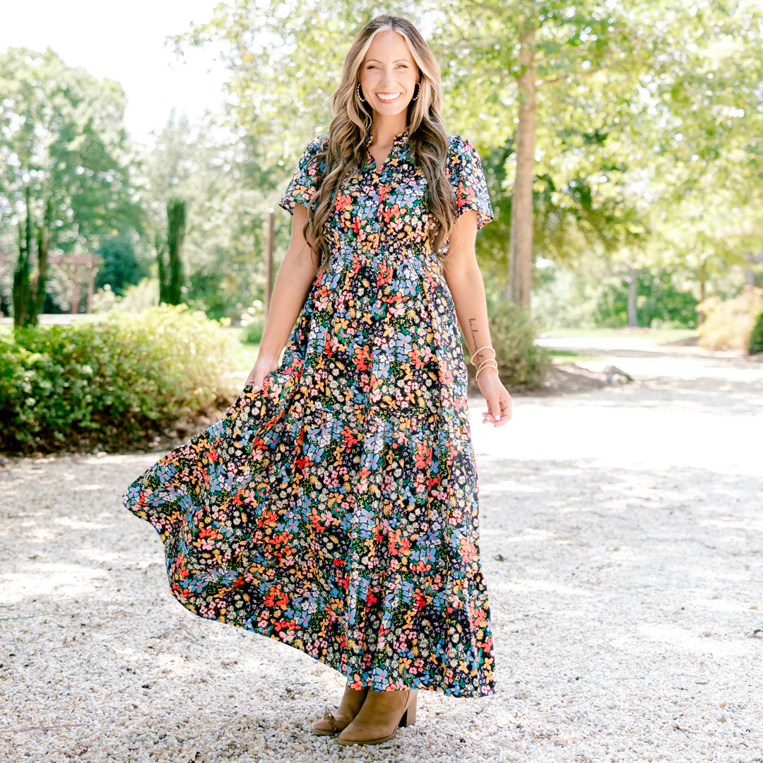 Endless Time Maxi Dress, Black Floral - Giverhouse