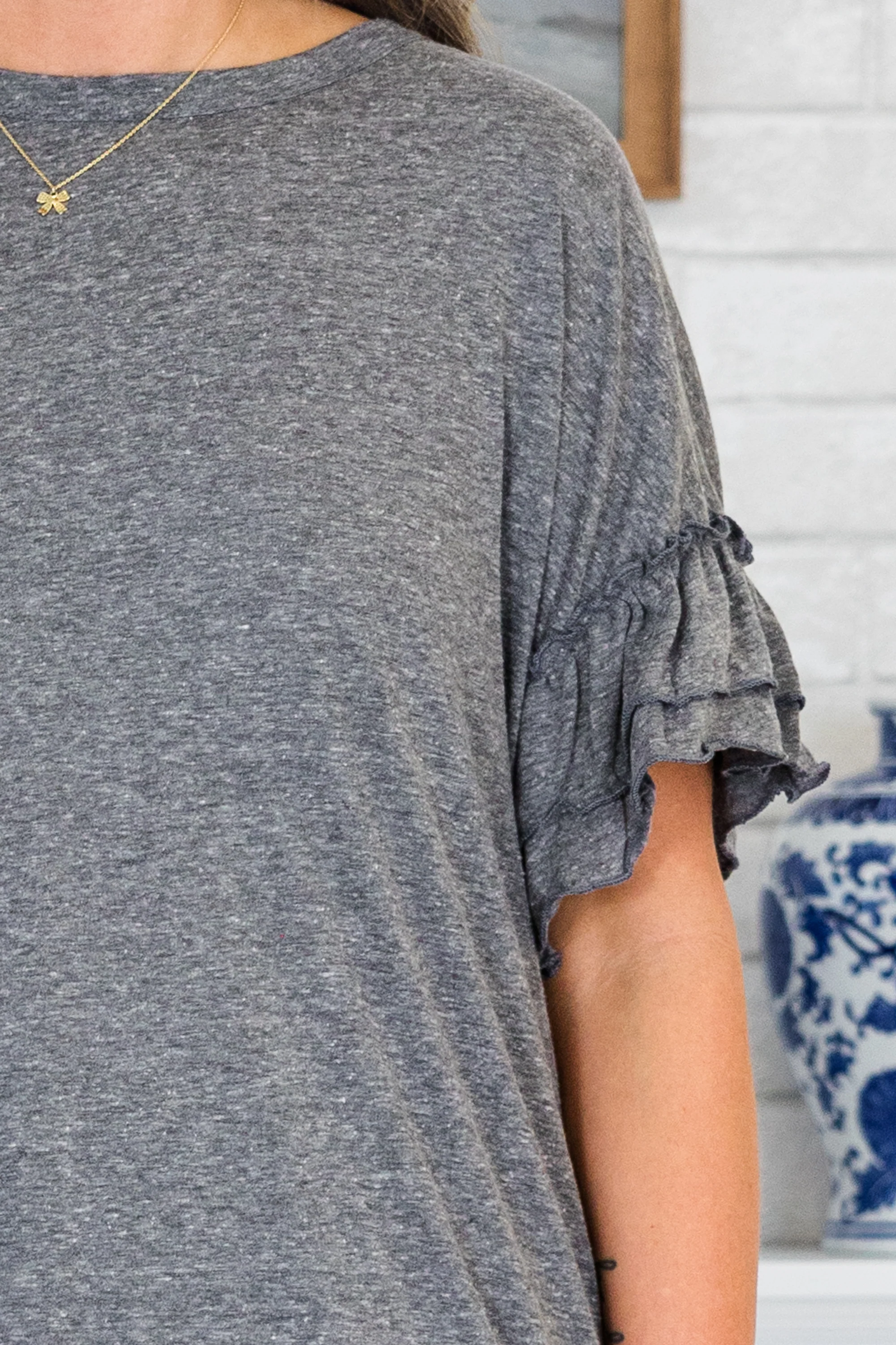 A Passionate Heart Top, Charcoal - Giverhouse