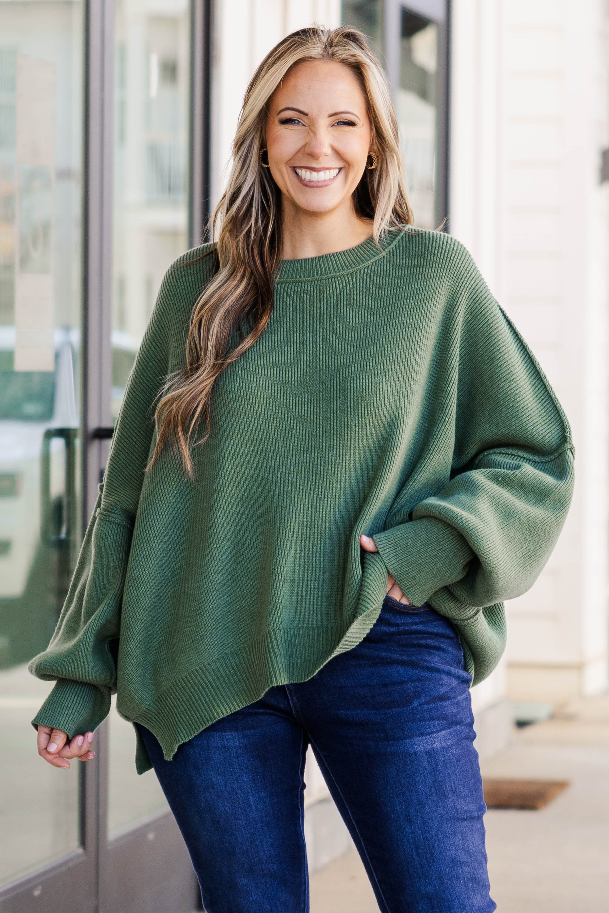 Magically Perfect Sweater, Olive - Giverhouse