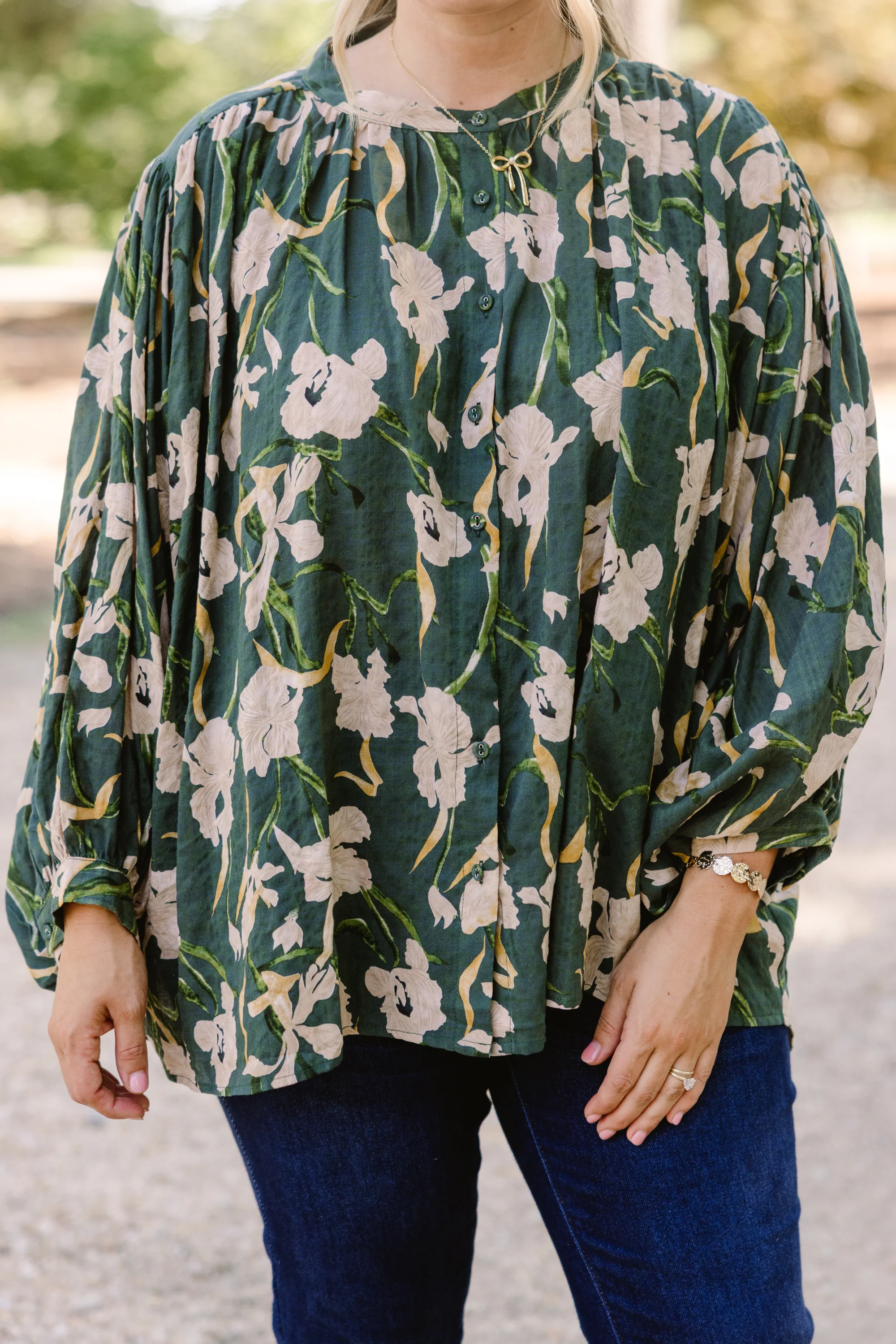 Away From It All Tunic, Green Floral - Giverhouse
