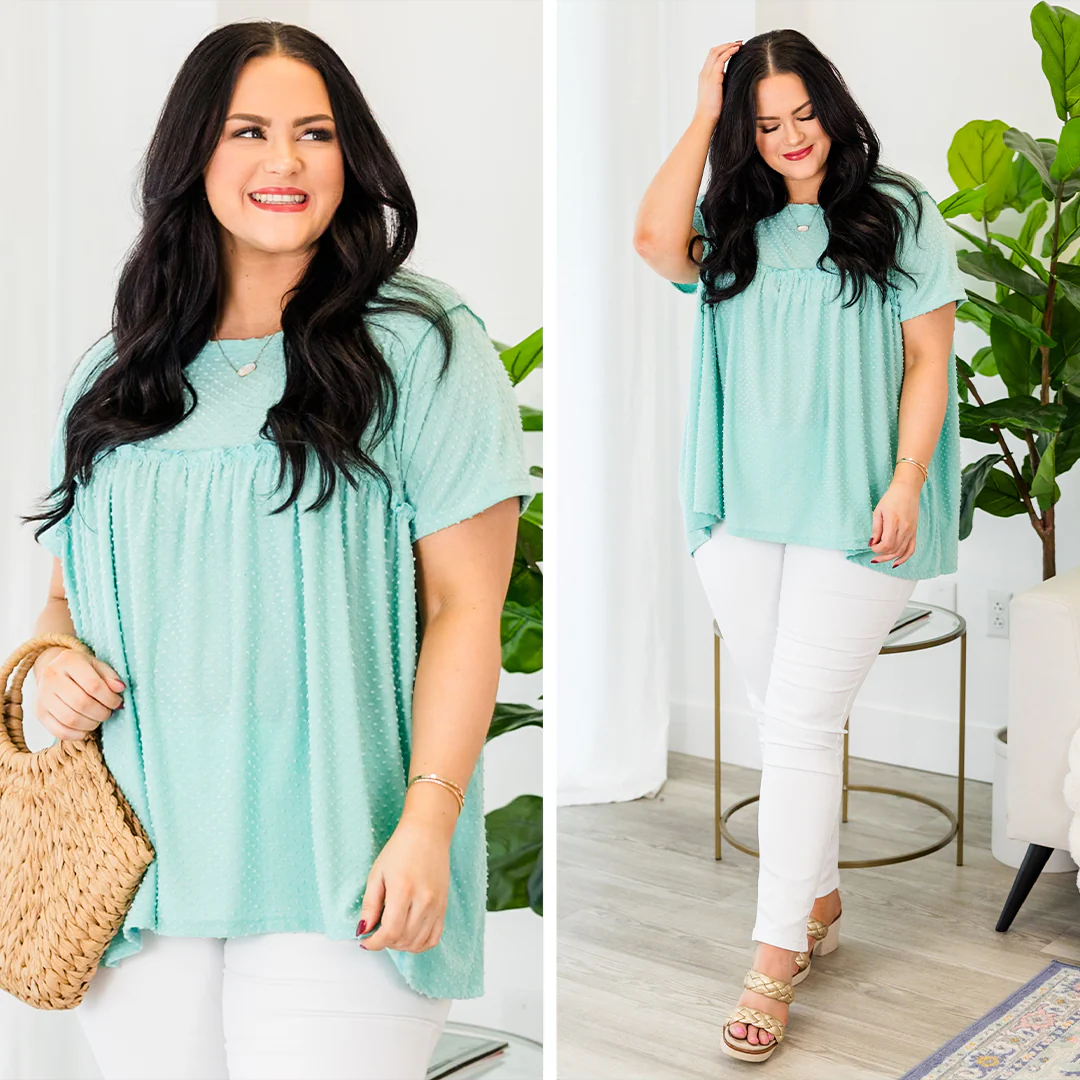 Let's Chat Today Top, Aqua - Giverhouse