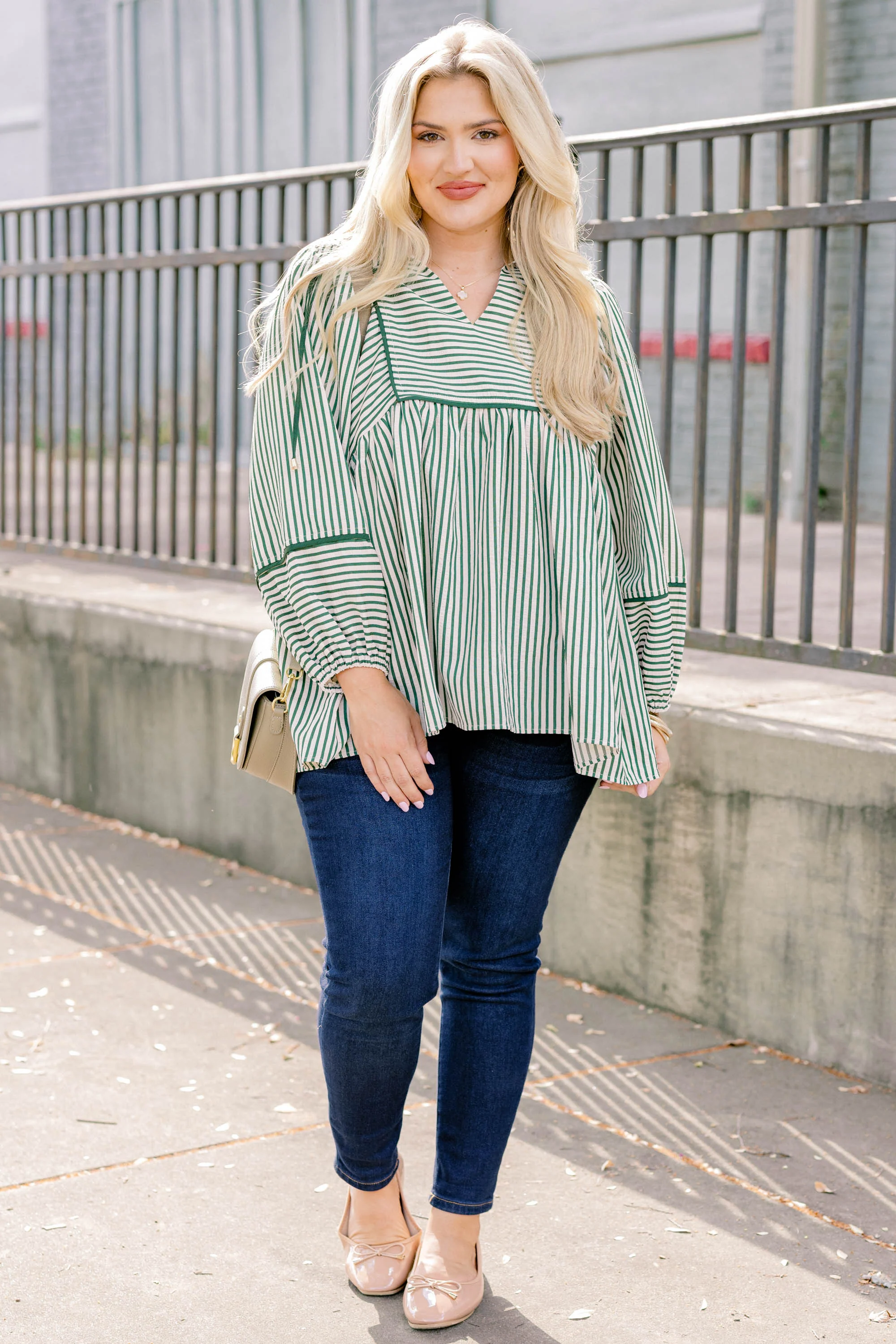 Take What I Can Get Top, Green Stripe - Giverhouse