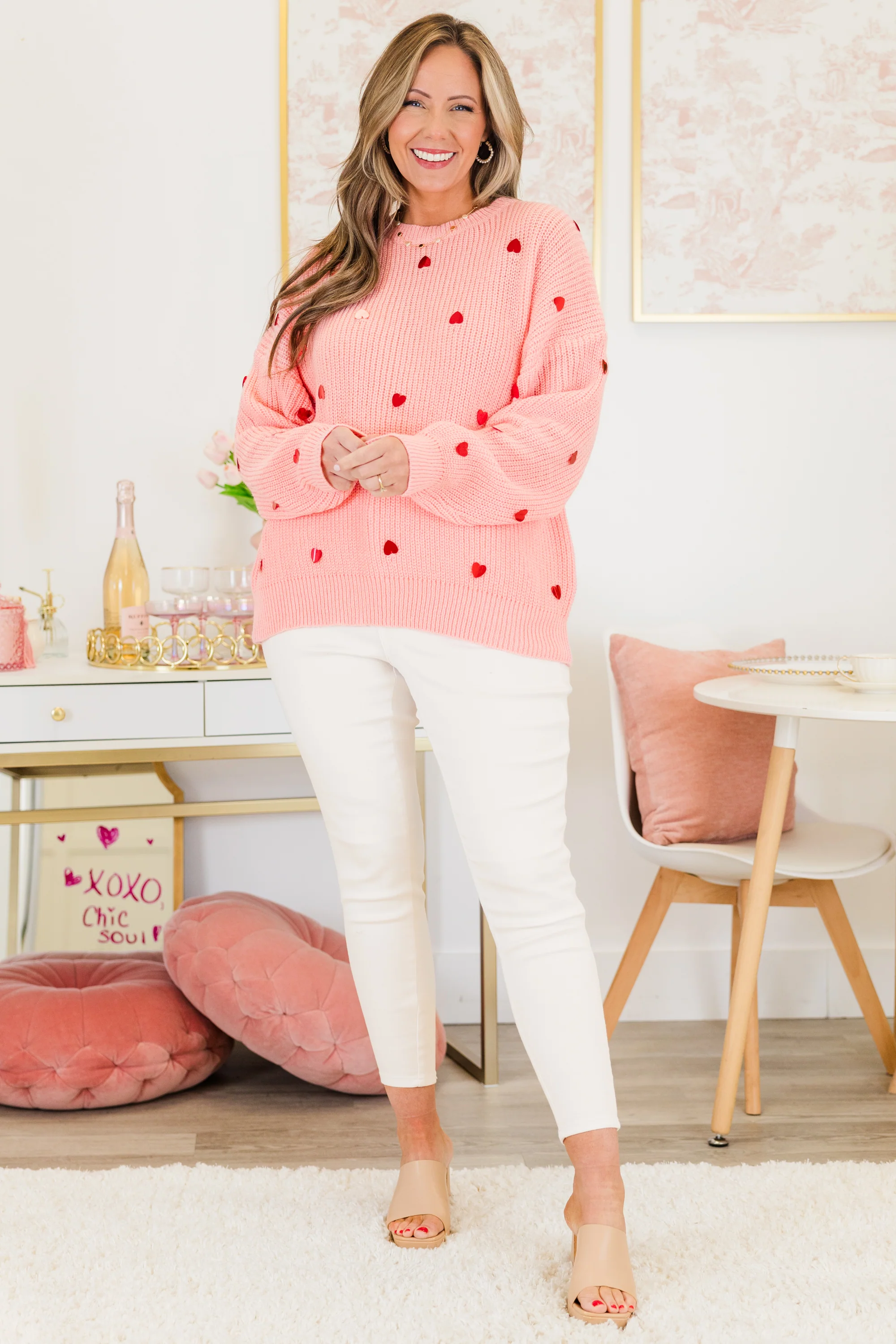 Heartbeat Tempo Sweater, Blush - Giverhouse