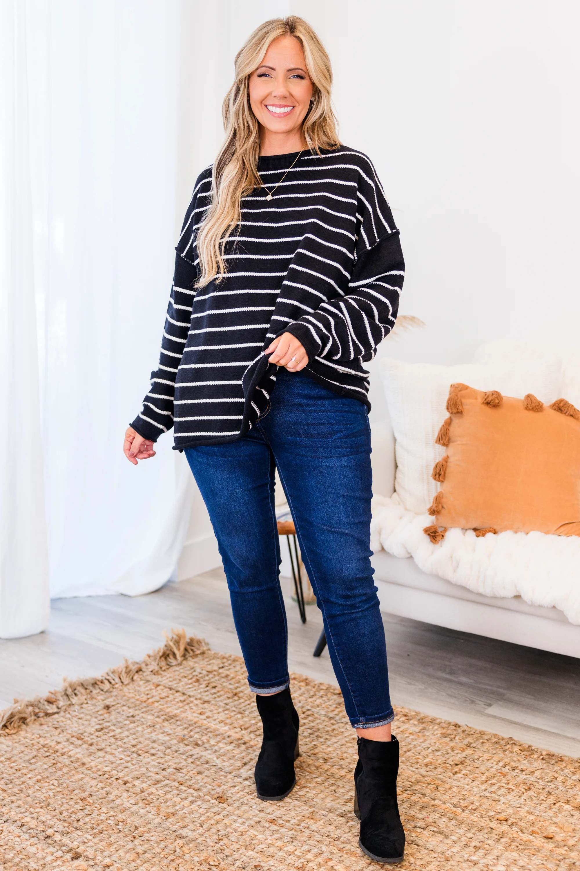 Slumber Party Time Sweater, Black - Giverhouse