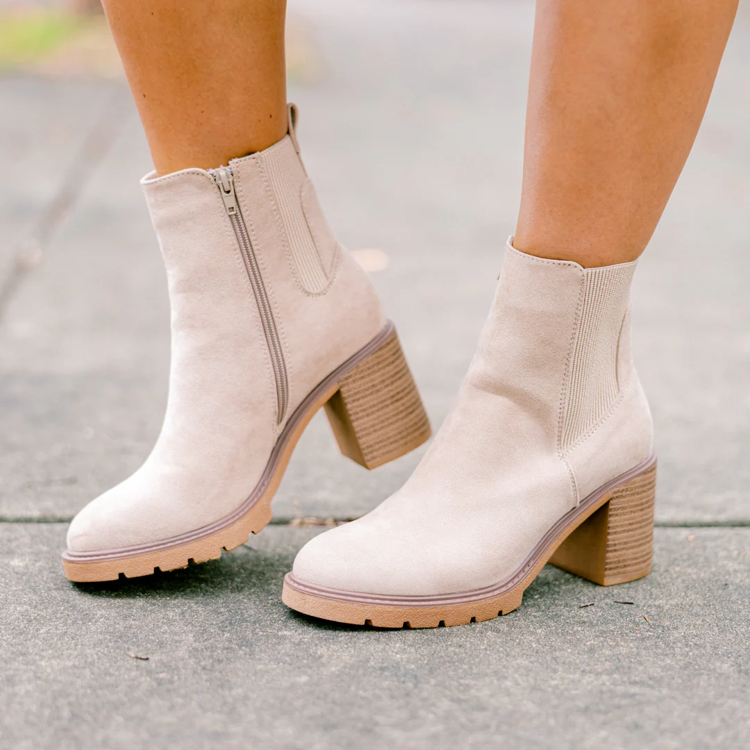 Keep 'Em Close Booties, Sand - Giverhouse