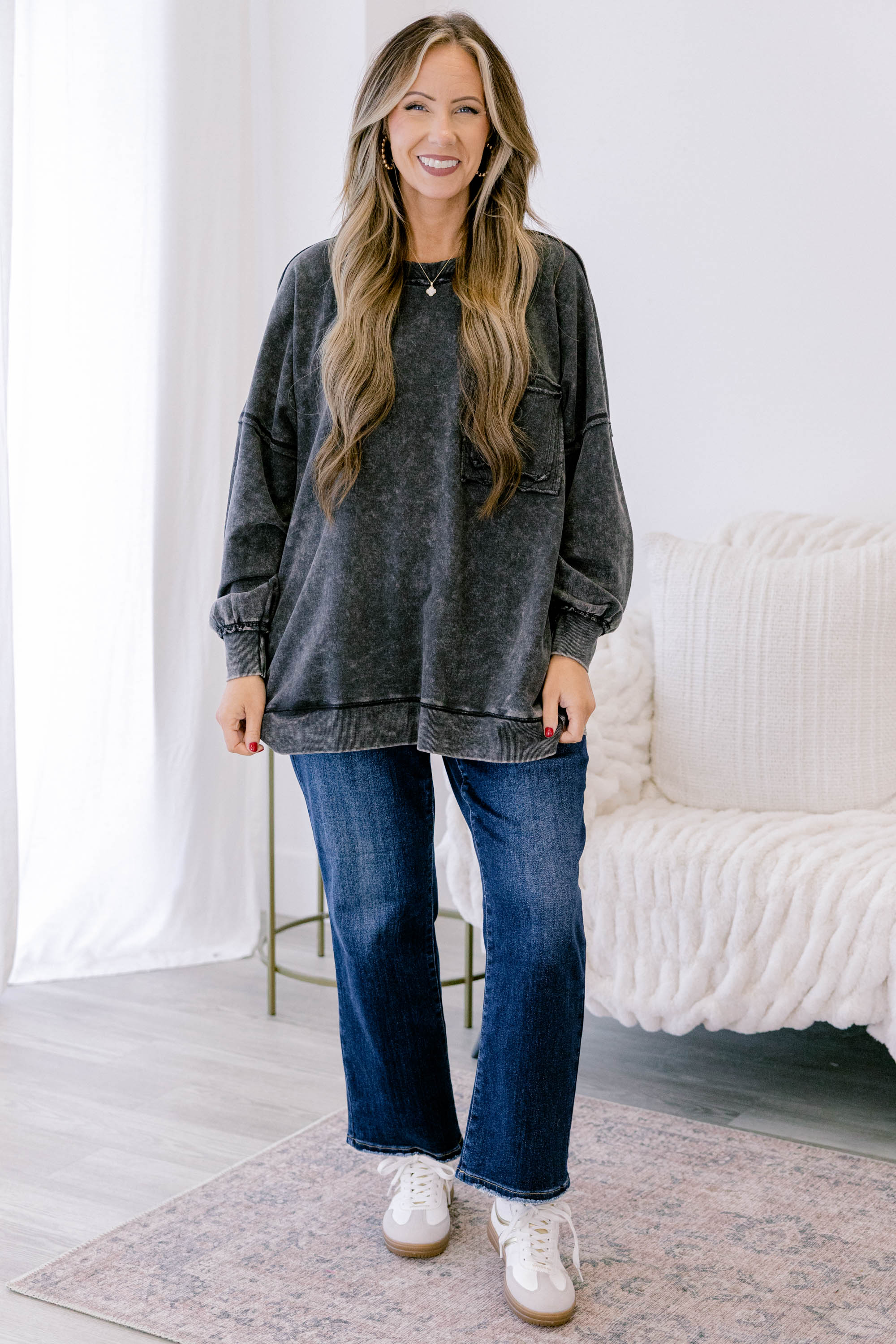 Here With Open Arms Pullover, Ash Black - Giverhouse