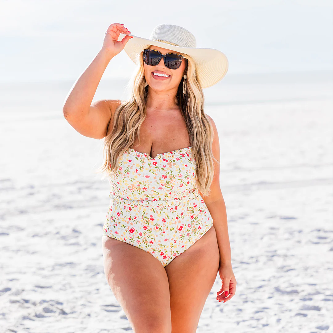 She's Sweet Swimsuit, Ivory Floral - Giverhouse