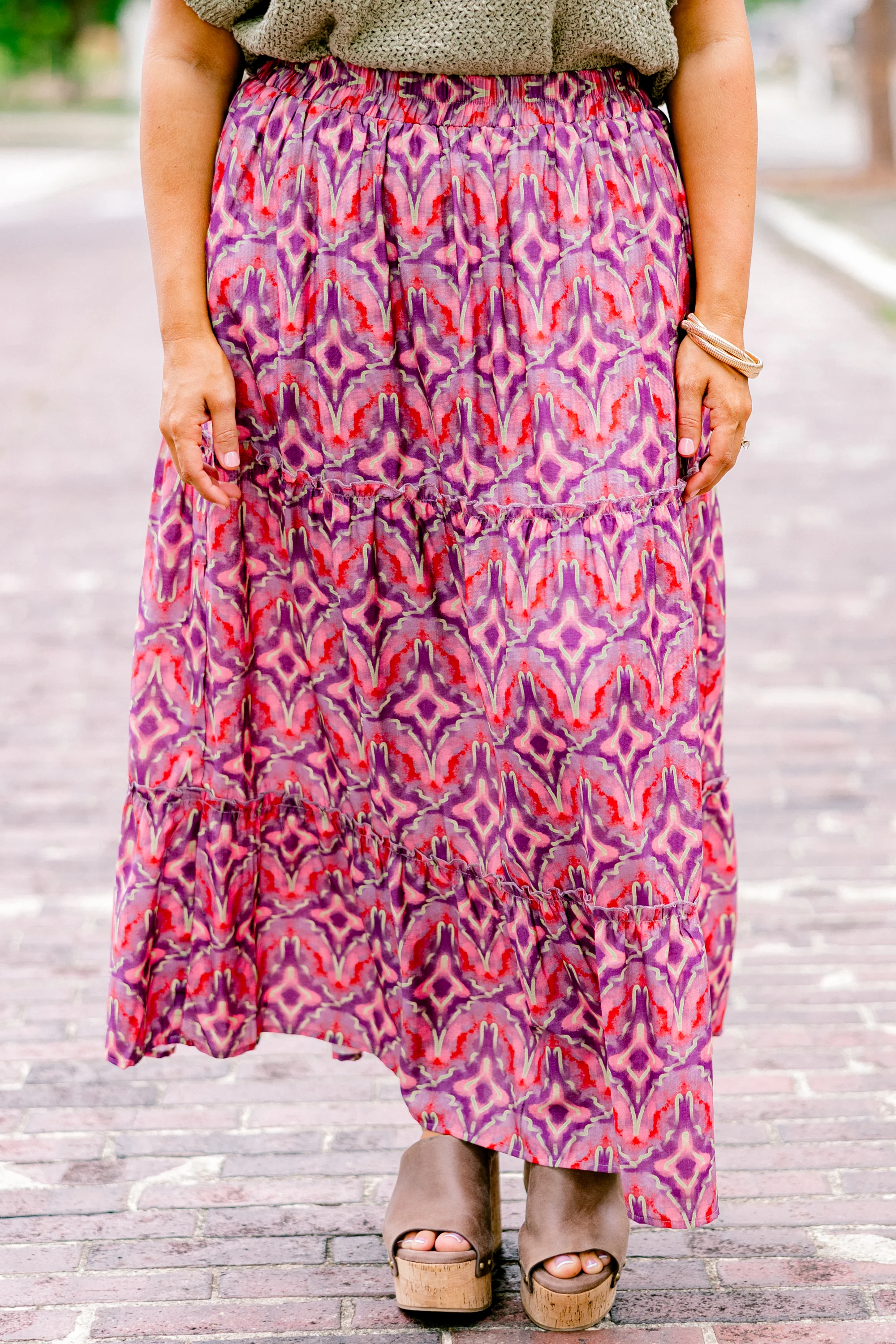 Whimsical Woman Maxi Skirt, Magenta - Giverhouse